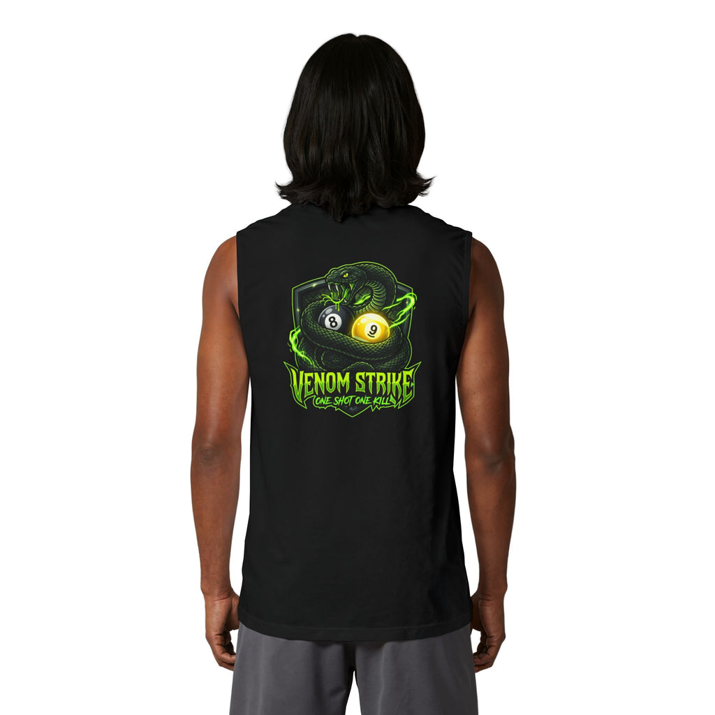 Venom Strike Unisex Muscle Tank – Snake 8 Ball & 9 Ball Pool Player Sleeveless Shirt | Billiards Gym Tank by Cue Crew Supply