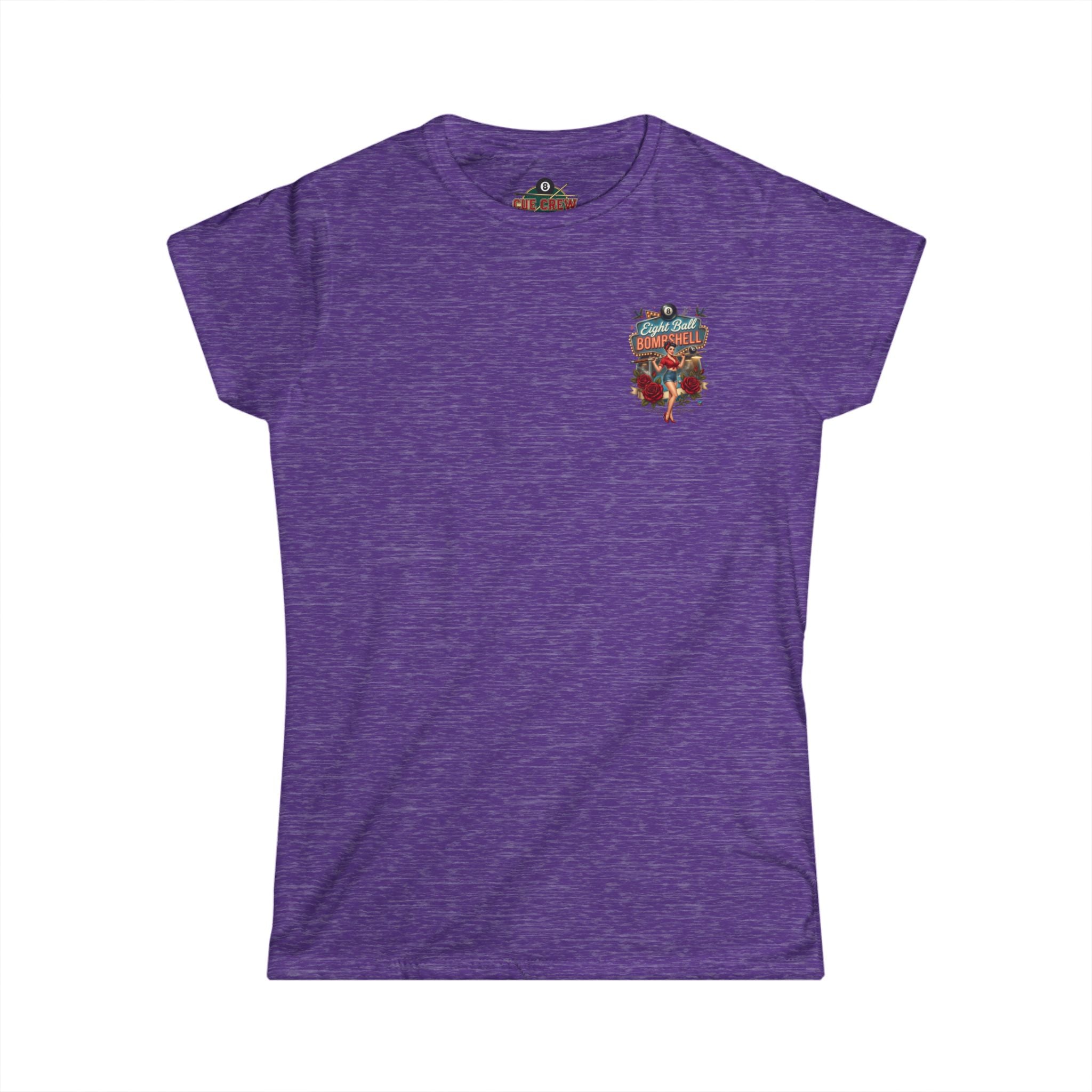 Eight Ball Bombshell V2 Women's Billiards T-Shirt | Retro Pin-Up Pool Player Graphic Tee | Front & Back Print