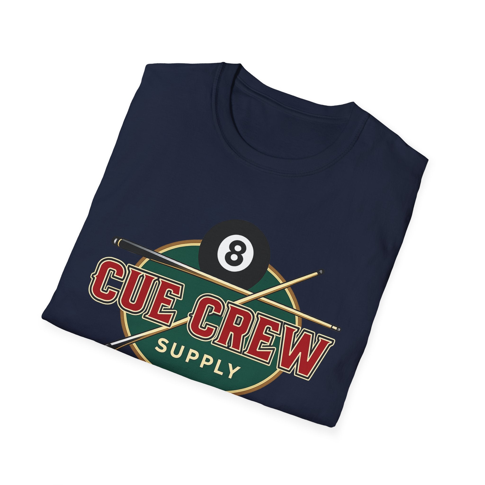 Cue Crew Supply Retro Logo Core Line Billiards Gildan Tee