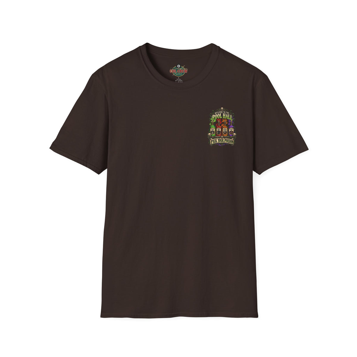 Pick Your Poison – Halloween Billiards T-Shirt – Front & Back Pool Tee | CCS-HST-003