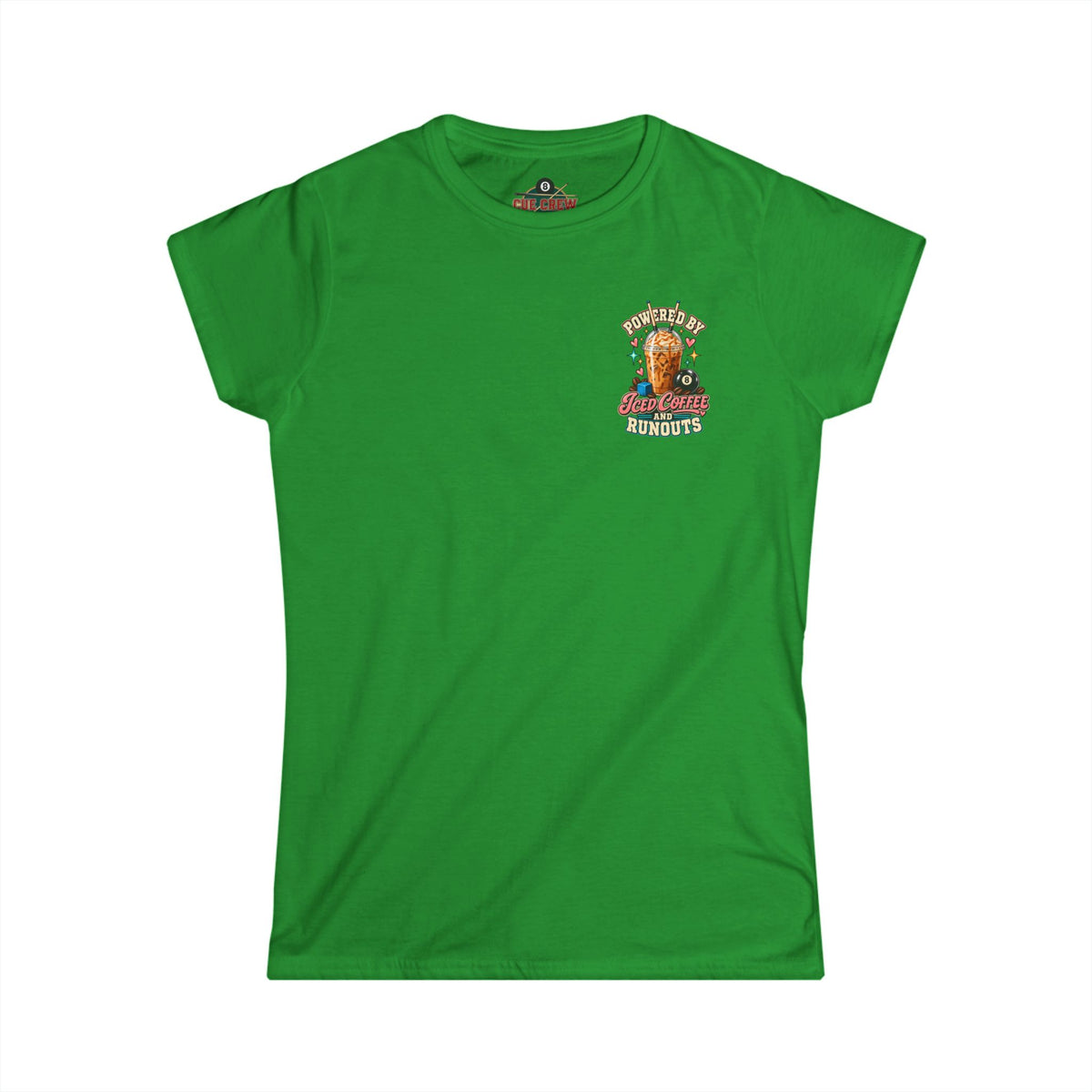 Powered By Iced Coffee & Runouts – Women’s Billiards T-Shirt – Pool Player Tee CCS-WSST-016