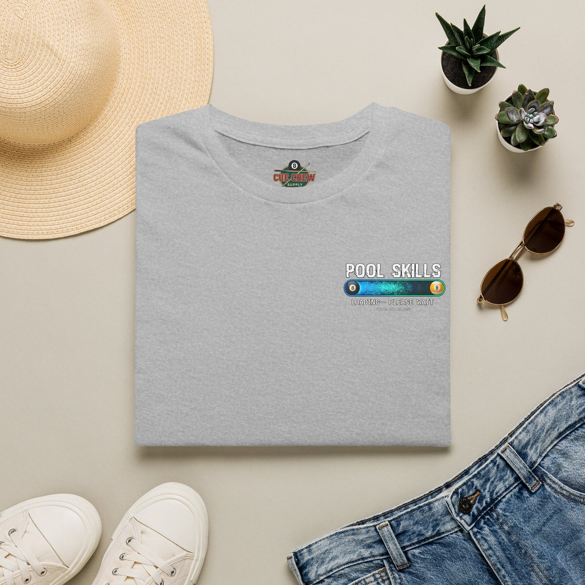 Pool Skills Loading Funny Billiards T-Shirt | Gamer Style Pool Player Graphic Tee | Front & Back Print