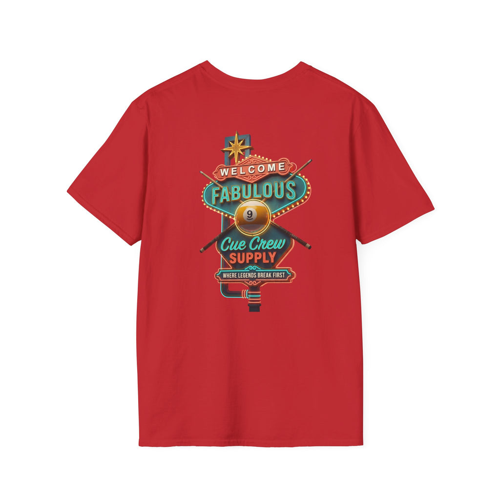 Welcome to Fabulous Cue Crew Supply Billiards T-Shirt | Las Vegas Pool Player Graphic Tee | Front & Back Print