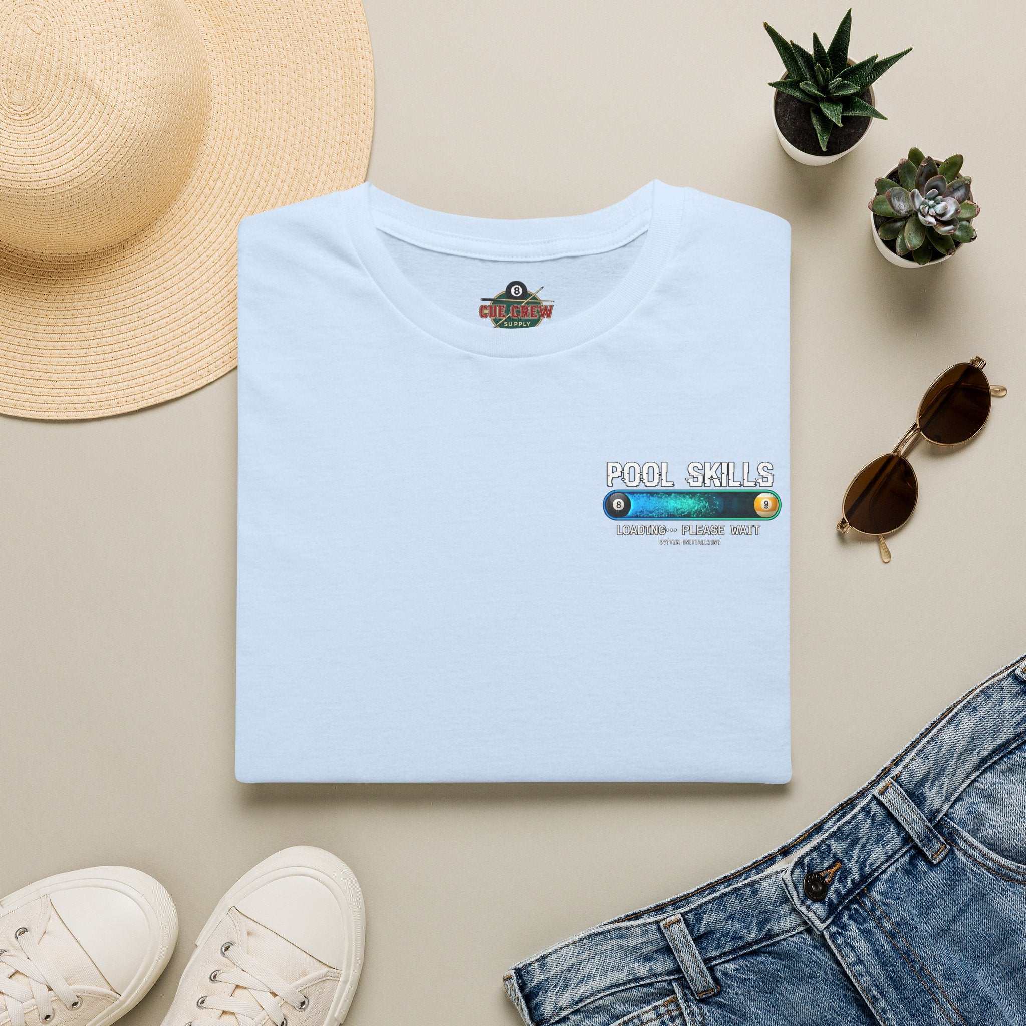Pool Skills Loading Funny Billiards T-Shirt | Gamer Style Pool Player Graphic Tee | Front & Back Print