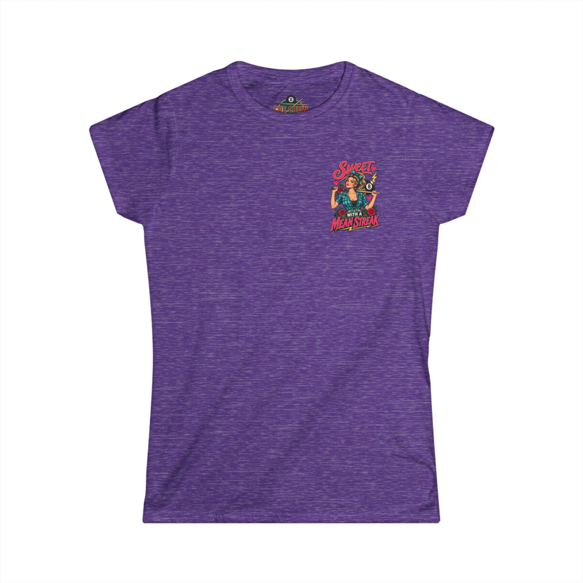Sweet With a Mean Streak – Women’s Billiards T-Shirt – Front & Back Pool Tee