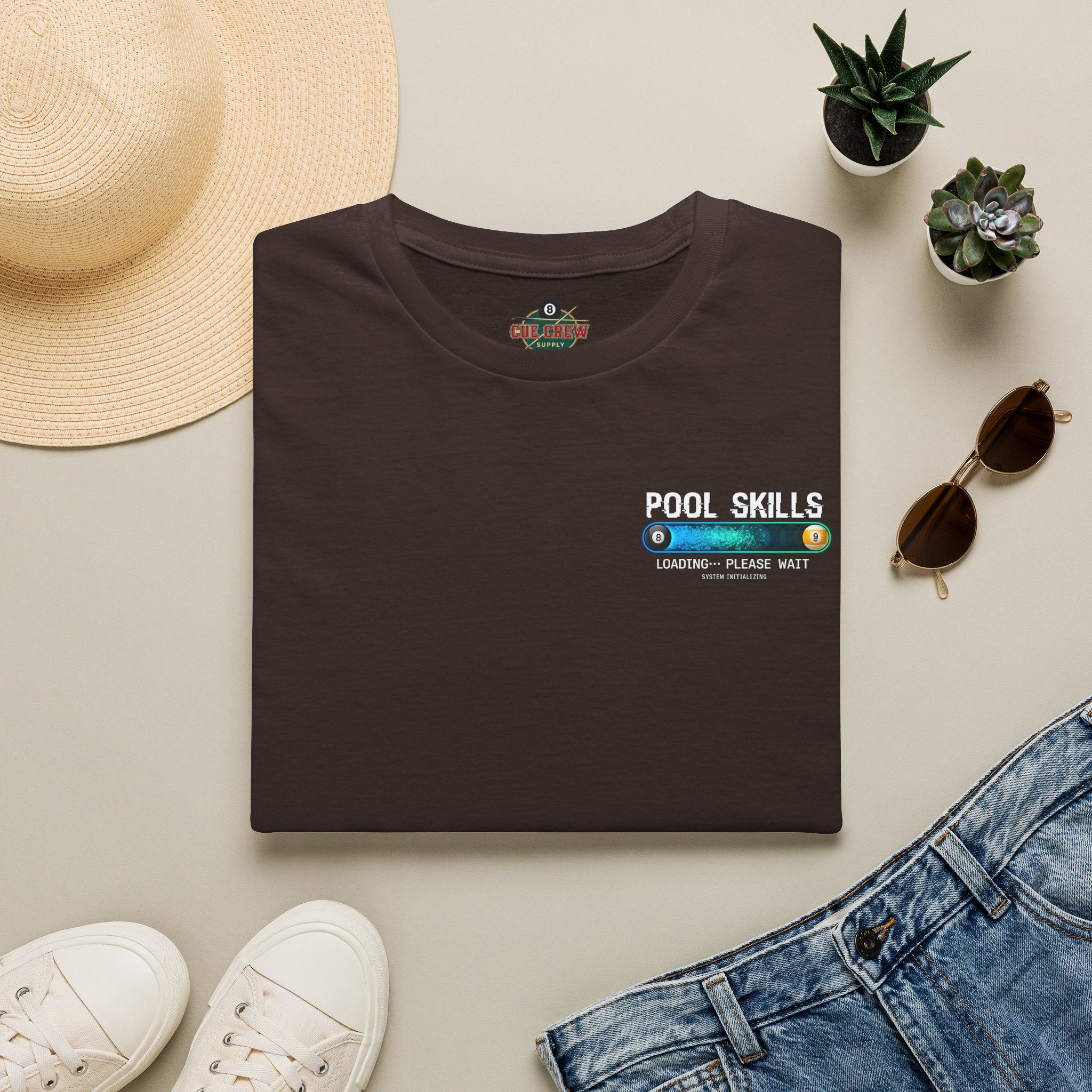 Pool Skills Loading Funny Billiards T-Shirt | Gamer Style Pool Player Graphic Tee | Front & Back Print