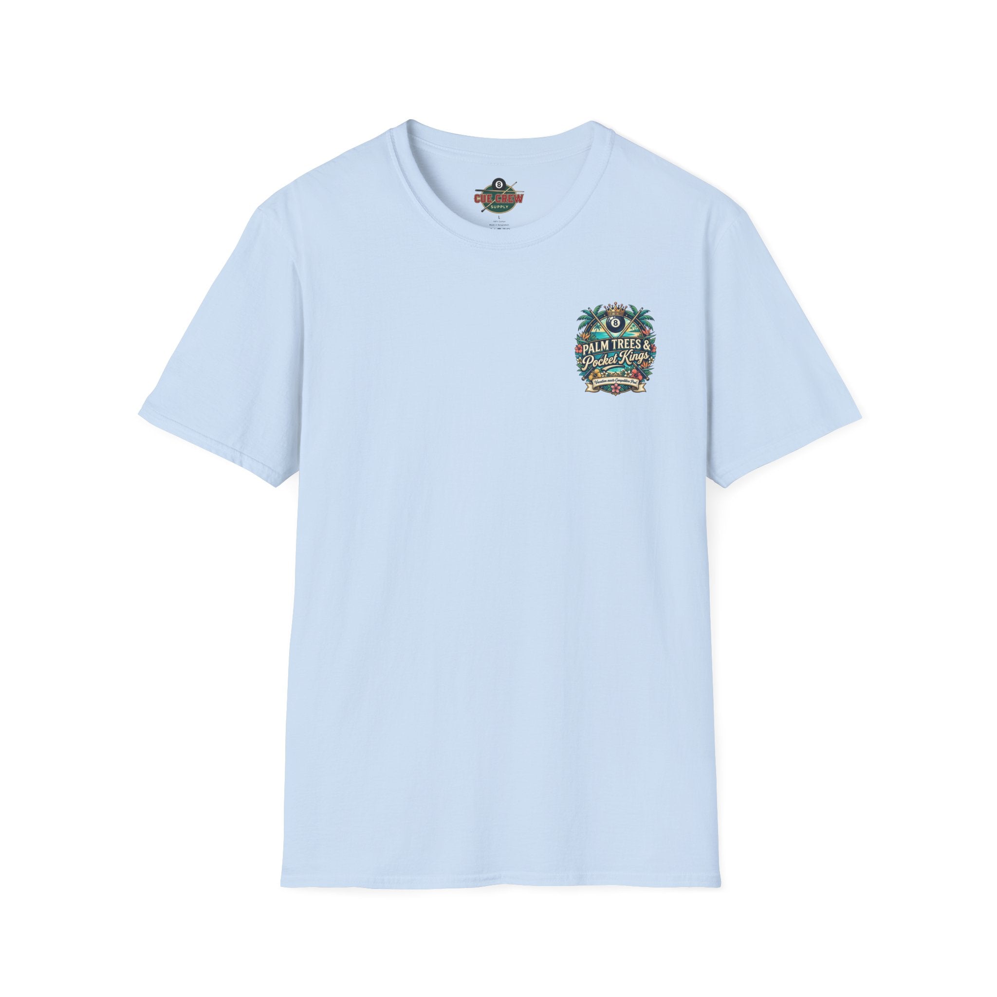 Palm Trees & Pocket Kings Billiards T-Shirt | Tropical Pool Player Graphic Tee | Vacation Pool Hall Shirt | Front & Back Print