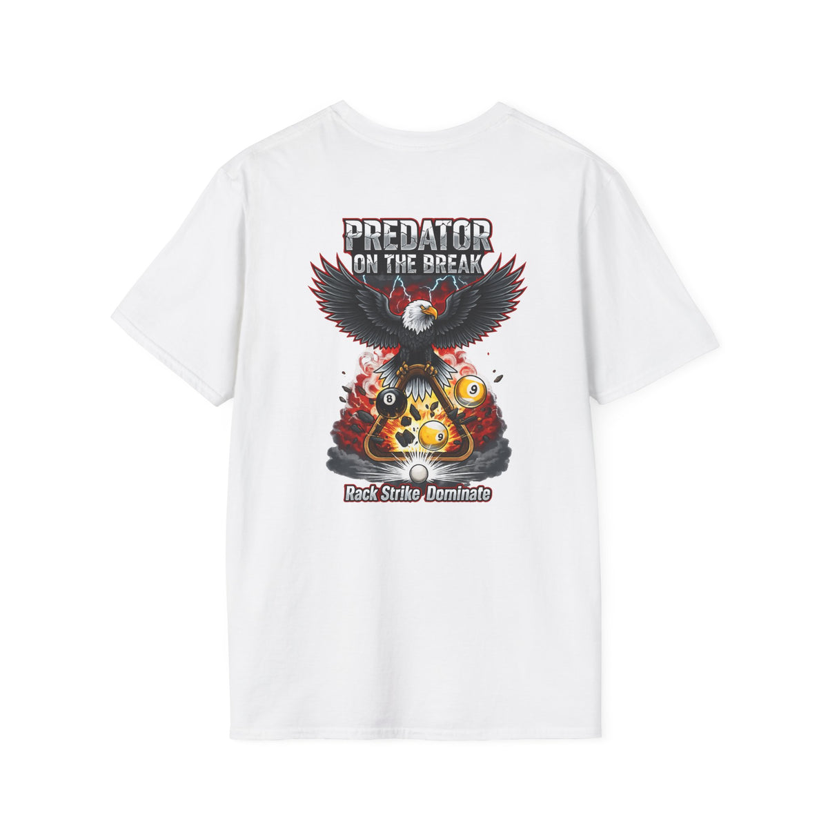 Predator on the Break Billiards T-Shirt | Eagle Pool Player Graphic Tee | Rack Strike Dominate | Front & Back Print