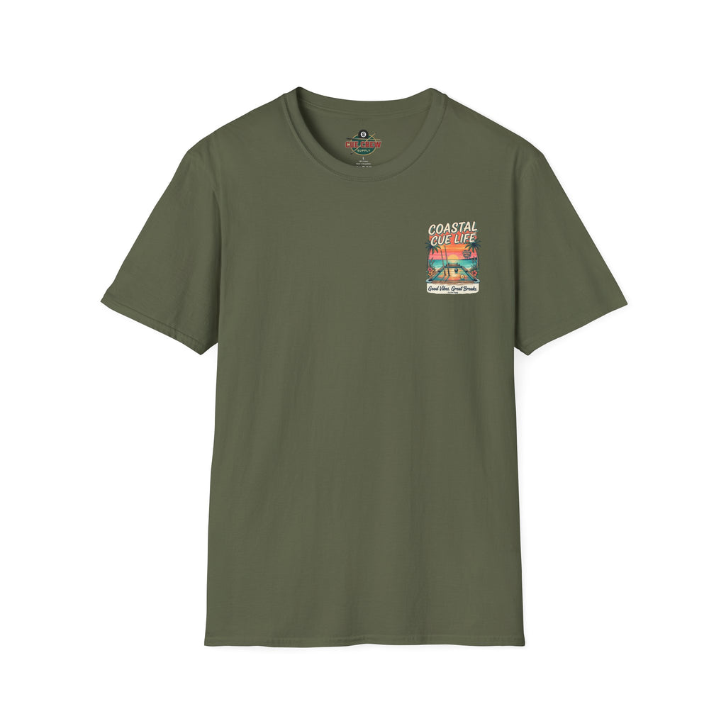 Coastal Cue Life Pool Player T-Shirt | Beach Billiards Graphic Tee | Unisex Softstyle Tee