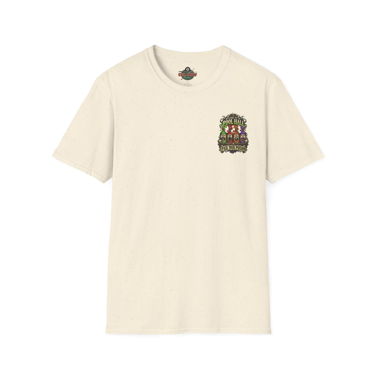Pick Your Poison – Halloween Billiards T-Shirt – Front & Back Pool Tee | CCS-HST-003