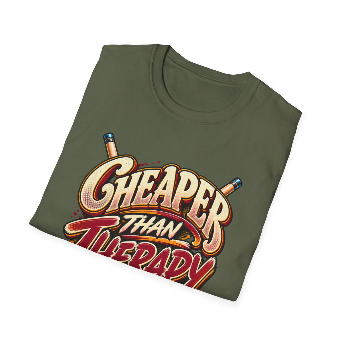 Cheaper Than Therapy Funny Pool Player T-Shirt | Essentials Series | CCS-EST-008