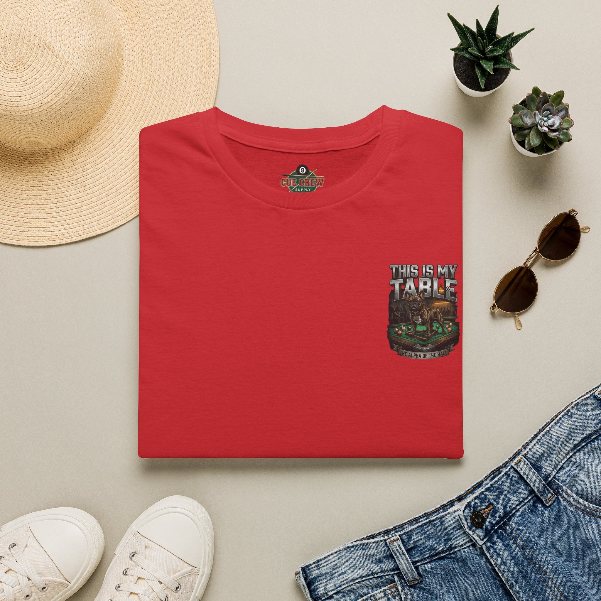 This Is My Table – French Bulldog Billiards T-Shirt | Funny Pool Player Graphic Tee | Front & Back Print