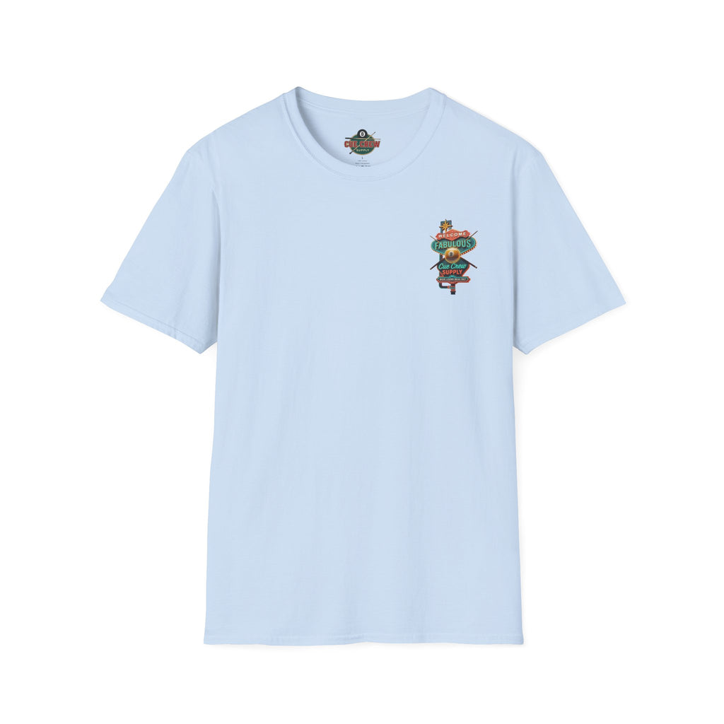 Welcome to Fabulous Cue Crew Supply Billiards T-Shirt | Las Vegas Pool Player Graphic Tee | Front & Back Print