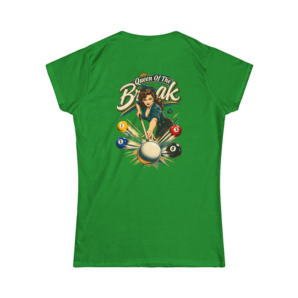 Queen of the Break Women’s Billiards T-Shirt – Front & Back Pool Tee