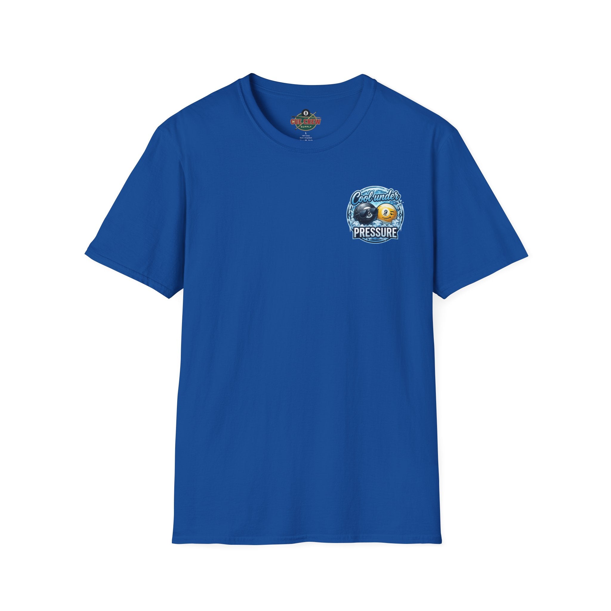 Cool Under Pressure Billiards T-Shirt | Ice Cold 8 Ball & 9 Ball Pool Player Graphic Tee | Front & Back Print