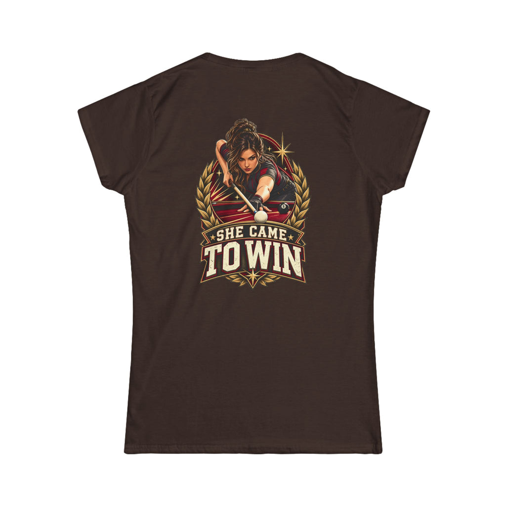 She Came To Win Women’s Billiards T-Shirt – Front & Back Pool Tee