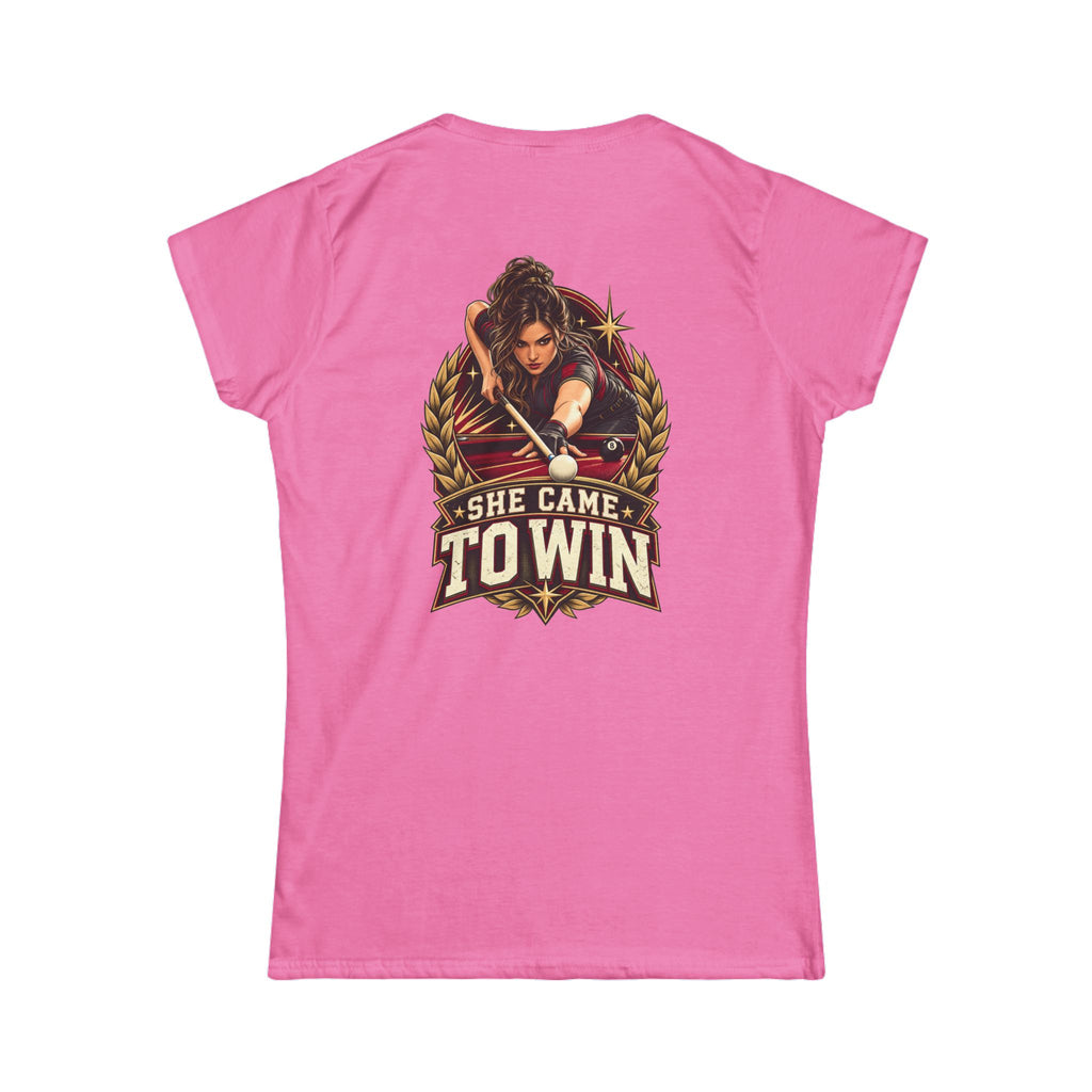 She Came To Win Women’s Billiards T-Shirt – Front & Back Pool Tee