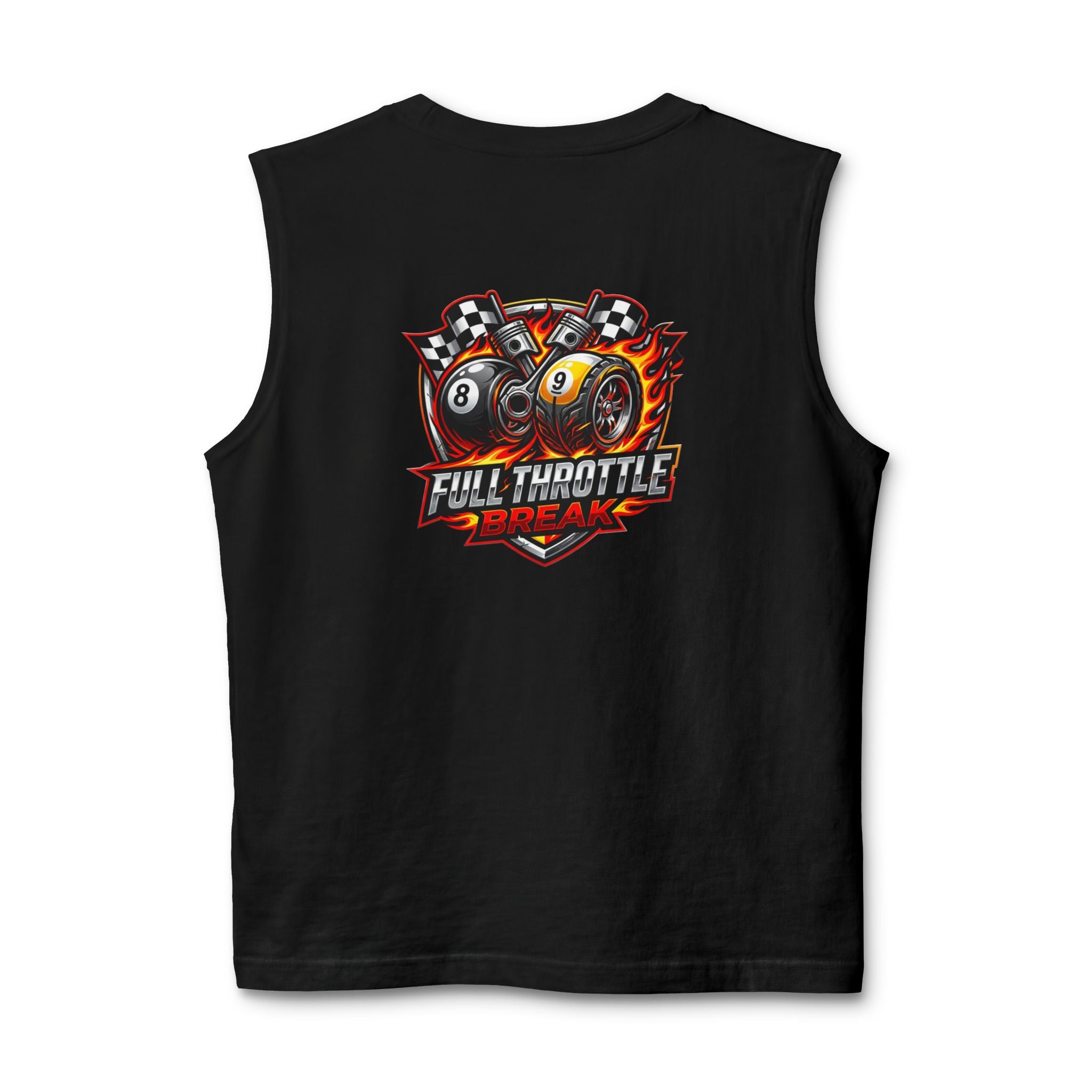 Full Throttle Break Unisex Muscle Tank | Hot Rod 8 Ball & 9 Ball Pool Player Sleeveless Shirt | Cue Crew Supply