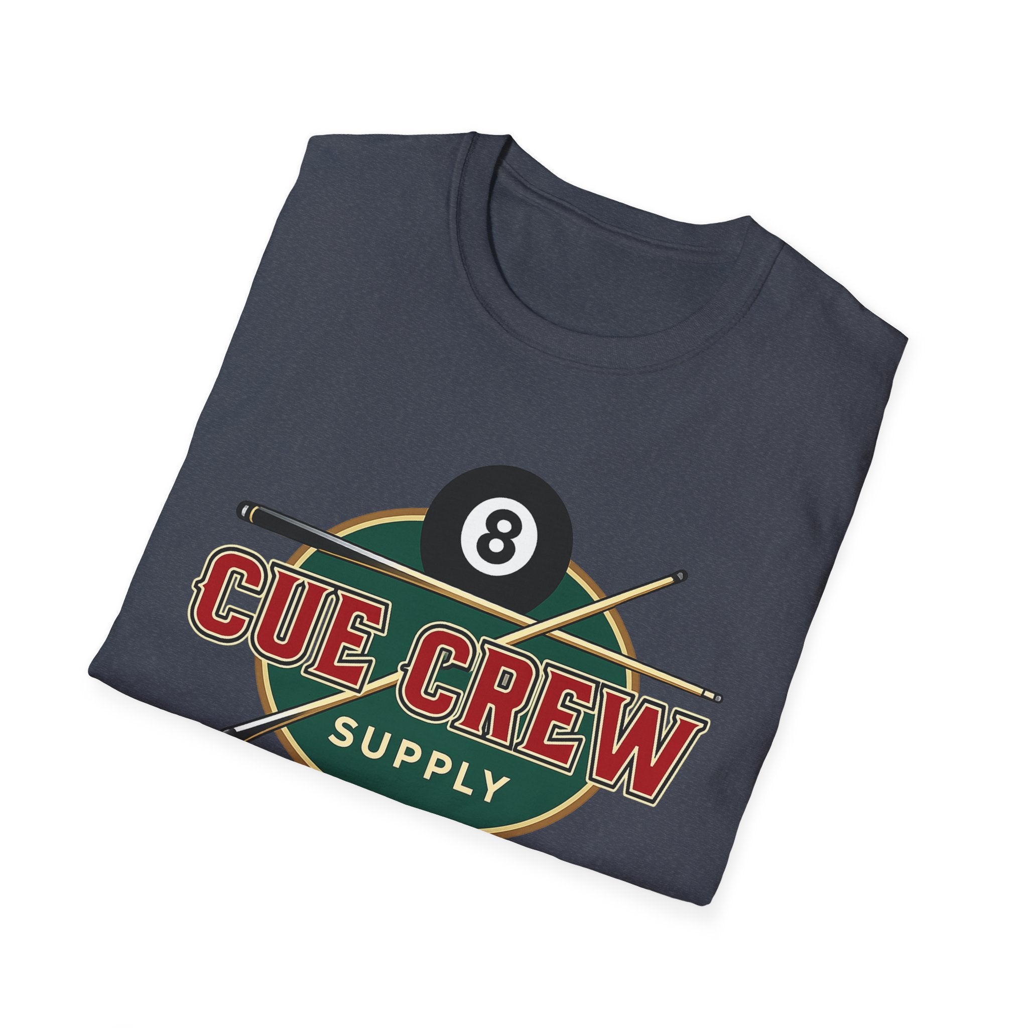 Cue Crew Supply Retro Logo Core Line Billiards Gildan Tee