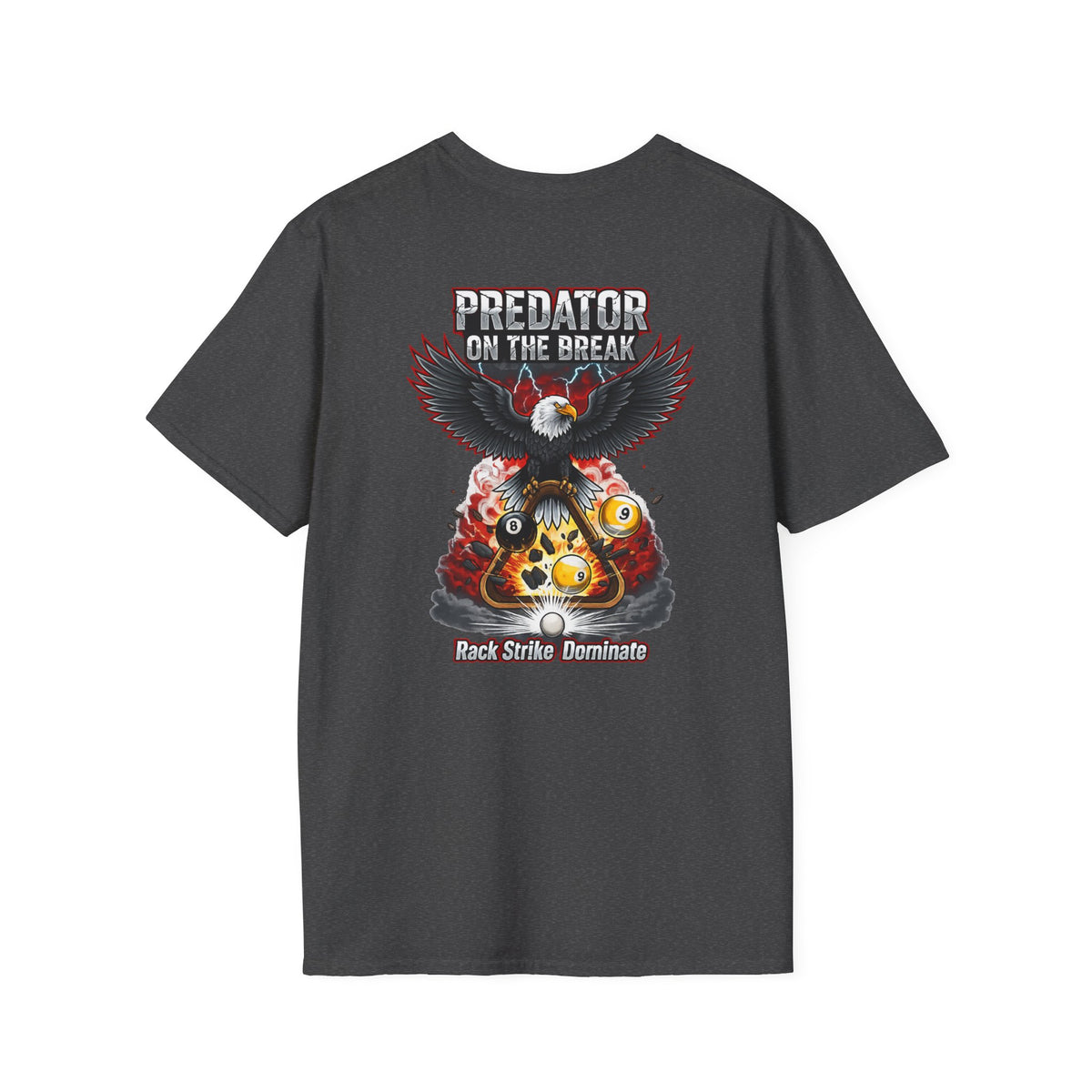 Predator on the Break Billiards T-Shirt | Eagle Pool Player Graphic Tee | Rack Strike Dominate | Front & Back Print