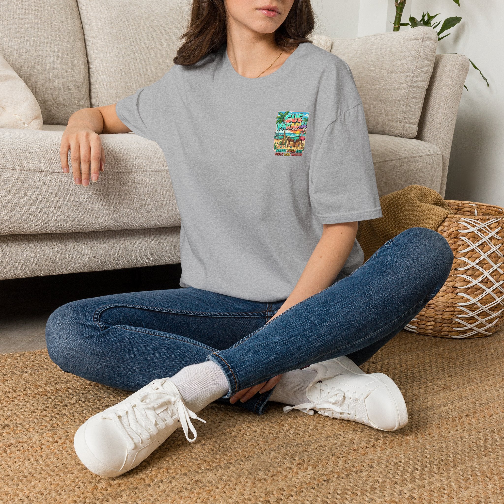 Cue Paradise Florida Billiards T-Shirt | Tropical Pool Player Beach Graphic Tee | Front & Back Print