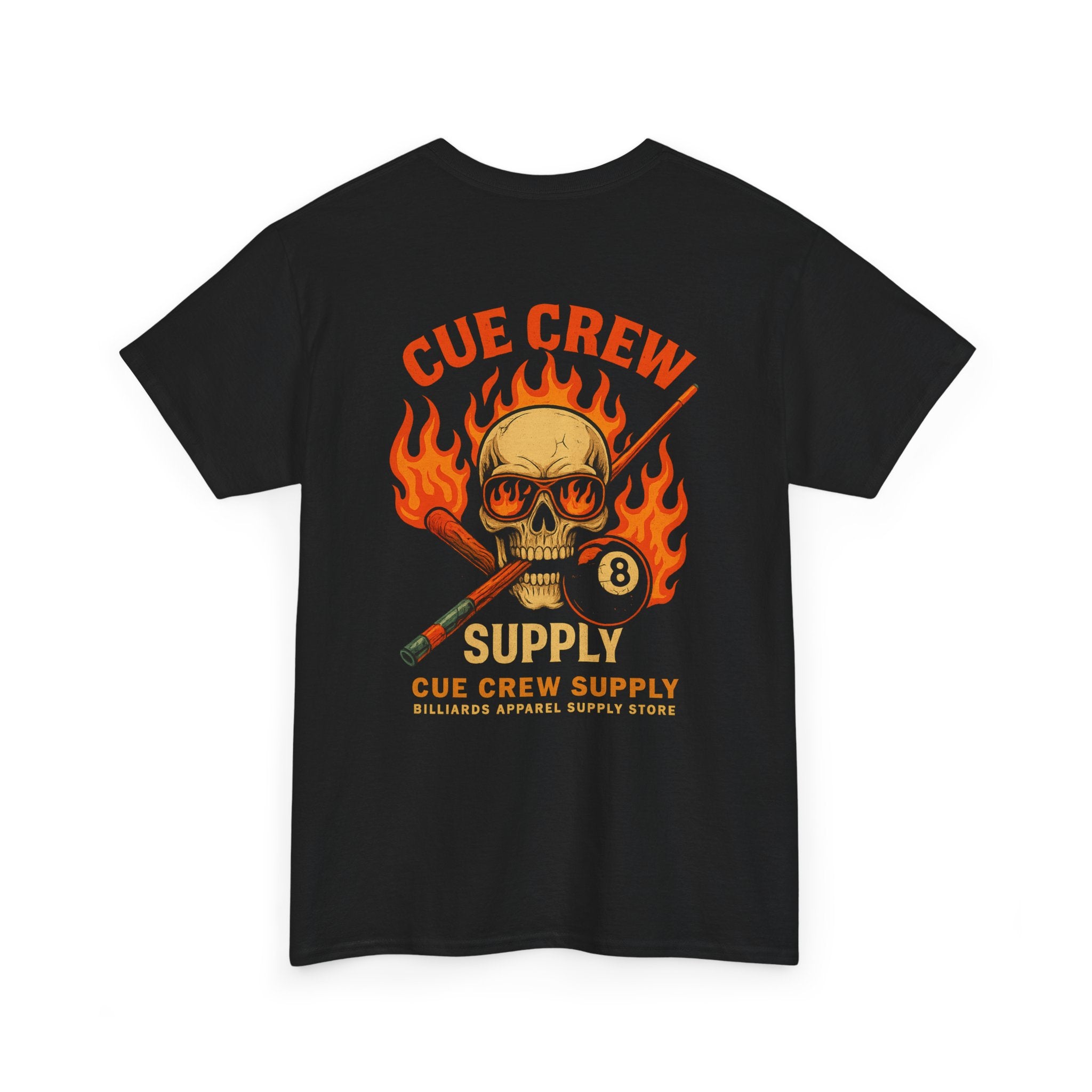 Cue Crew Supply Skull & Flames Tee
