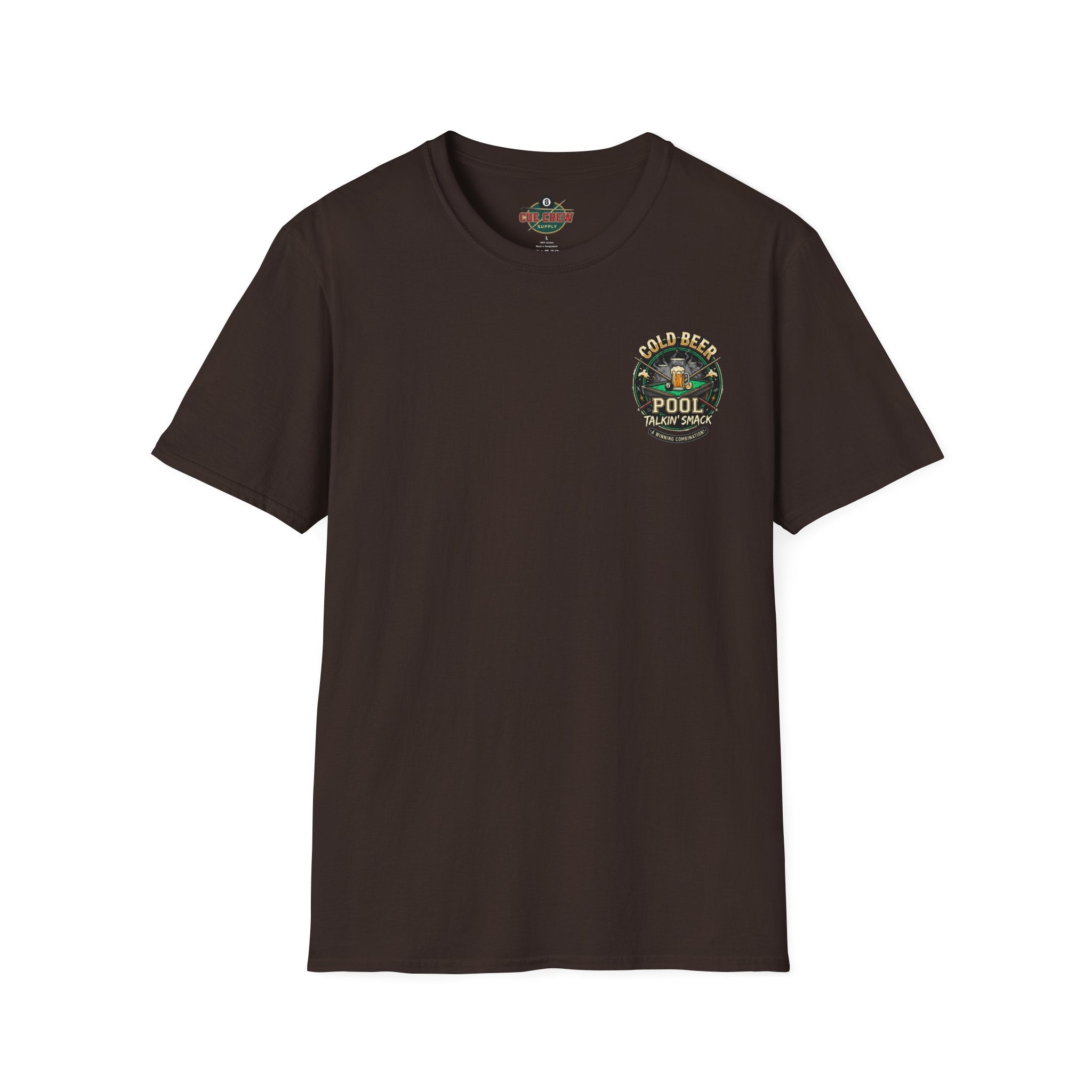 Cold Beer, Pool & Talkin' Smack Billiards T-Shirt | Funny Pool Player Graphic Tee | Front & Back Print