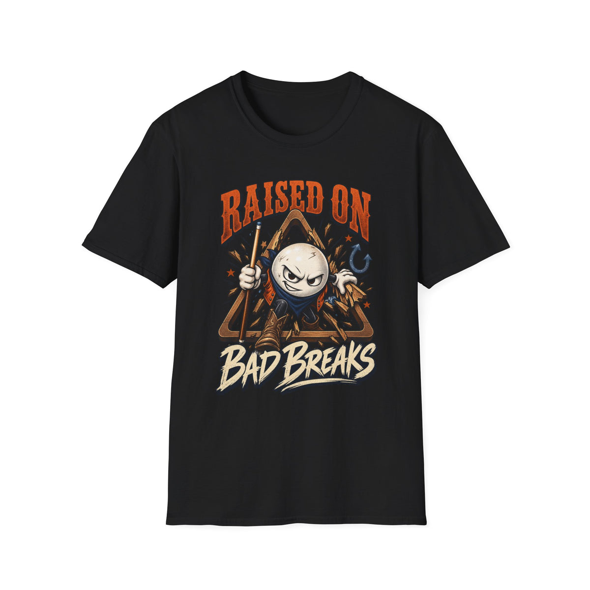 Raised on Bad Breaks – Funny Billiards T-Shirt – Pool Player Tee – CCS-EST-004