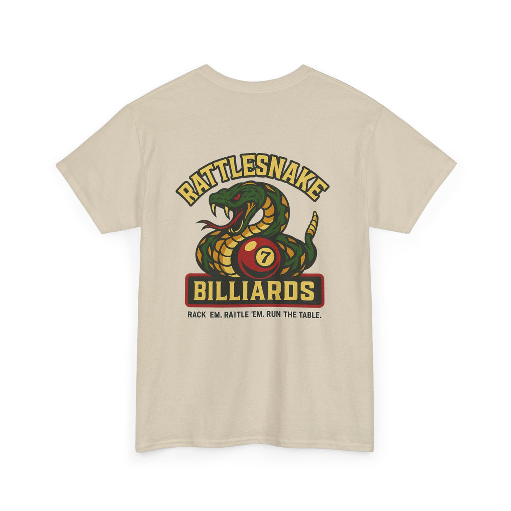 Rattlesnake Billiards - Rack 'Em, Rattle 'Em, Run The Table - Strike Hard, Play Bold Gildan Tee