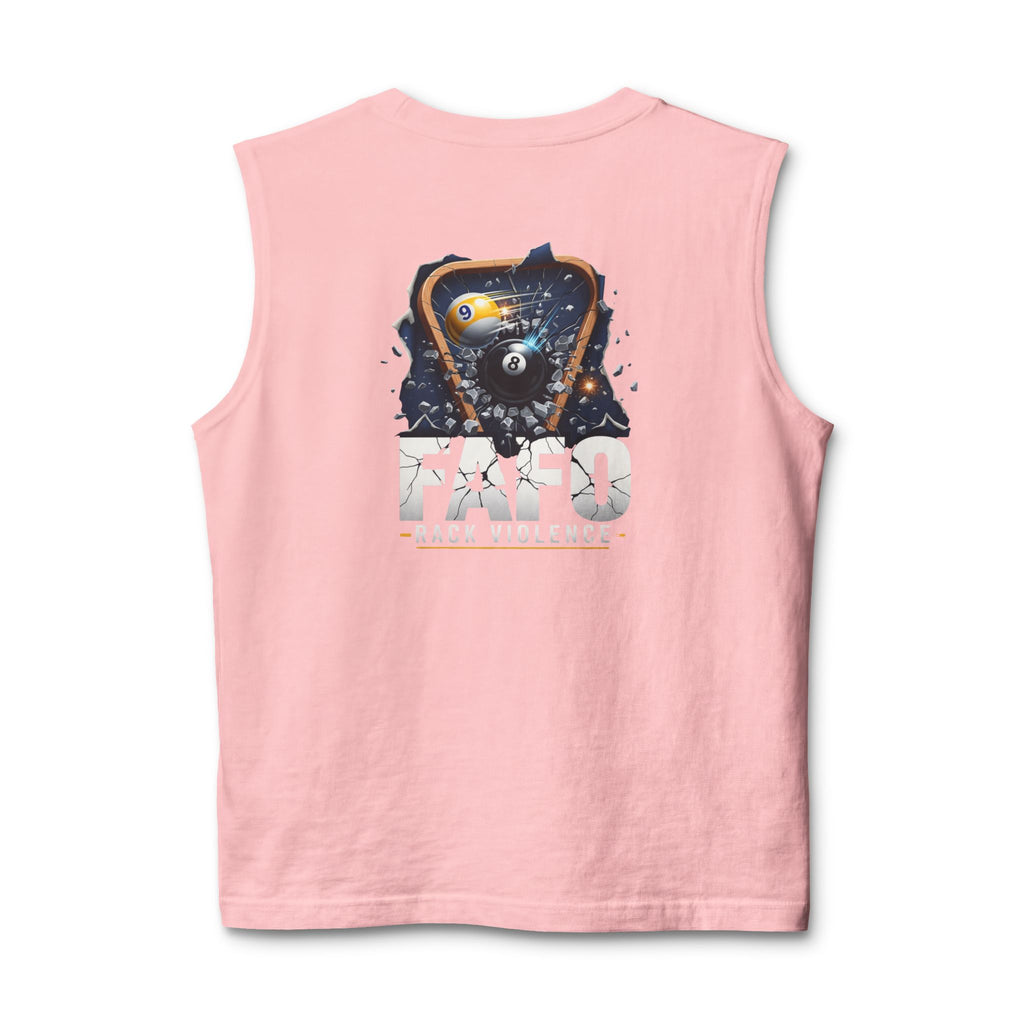 FAFO Rack Violence Billiards Muscle Tank Top | Funny Pool Player Sleeveless Gym & League Shirt | Front & Back Print