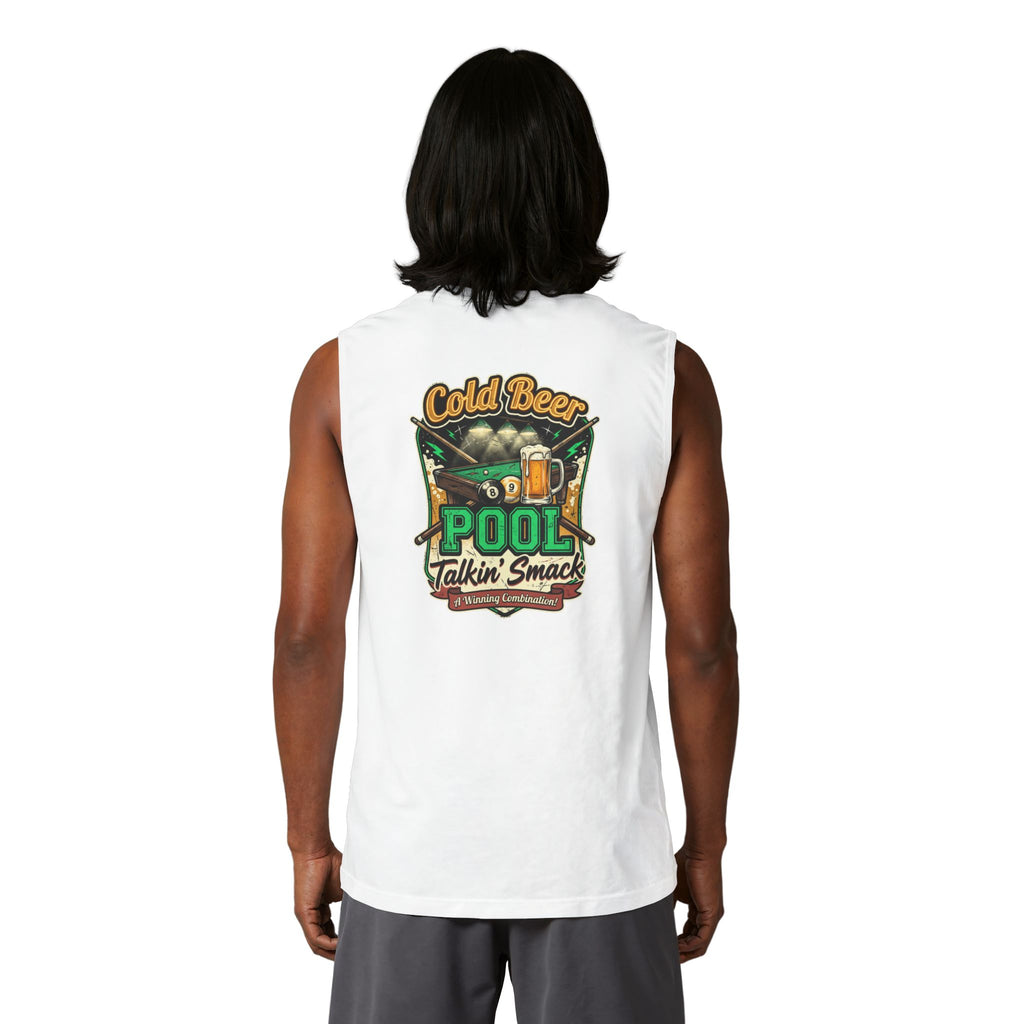 Cold Beer Pool Talkin' Smack Billiards Muscle Tank | Funny Pool Player Sleeveless Shirt | Unisex Cue Crew Supply