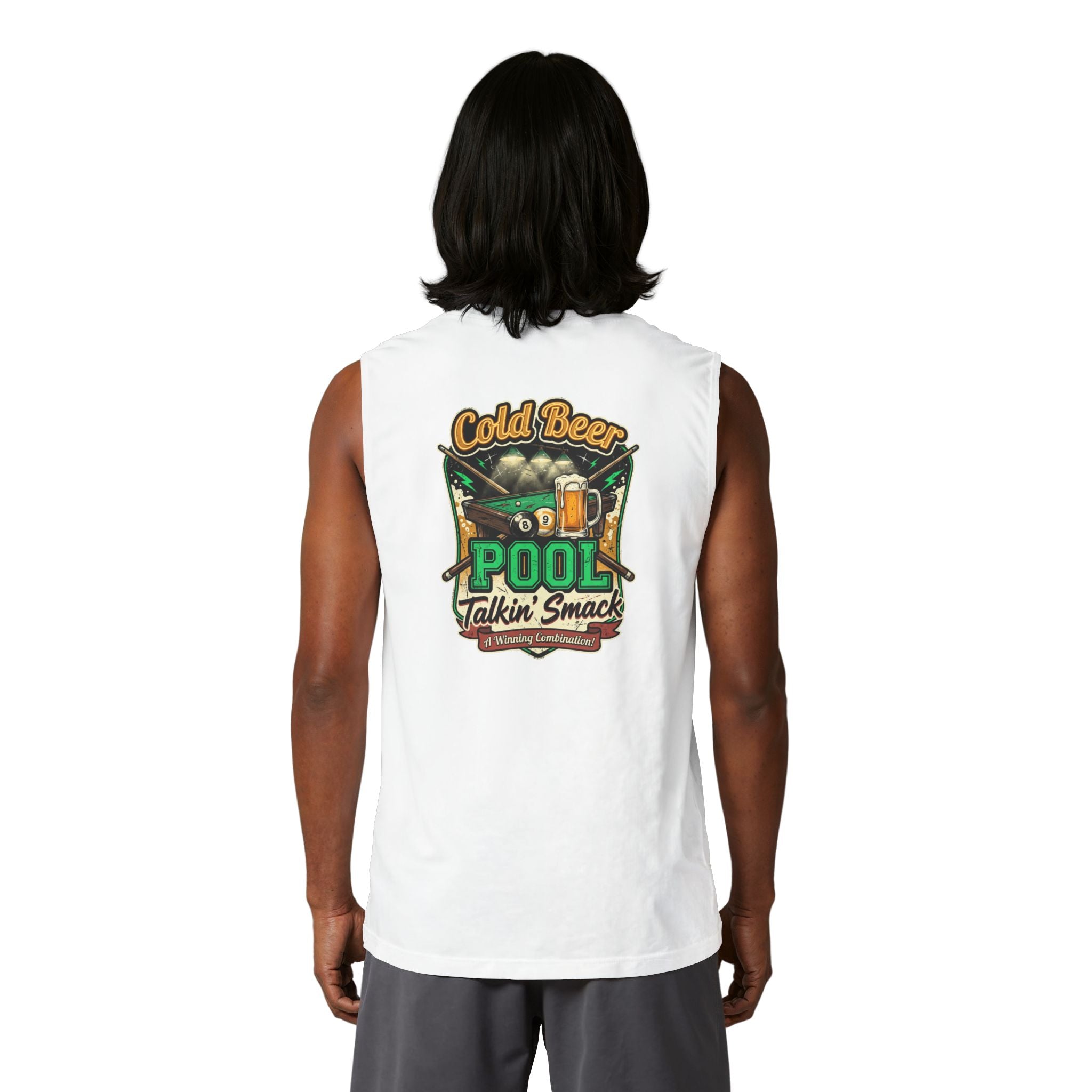 Cold Beer Pool Talkin' Smack Billiards Muscle Tank | Funny Pool Player Sleeveless Shirt | Unisex Cue Crew Supply