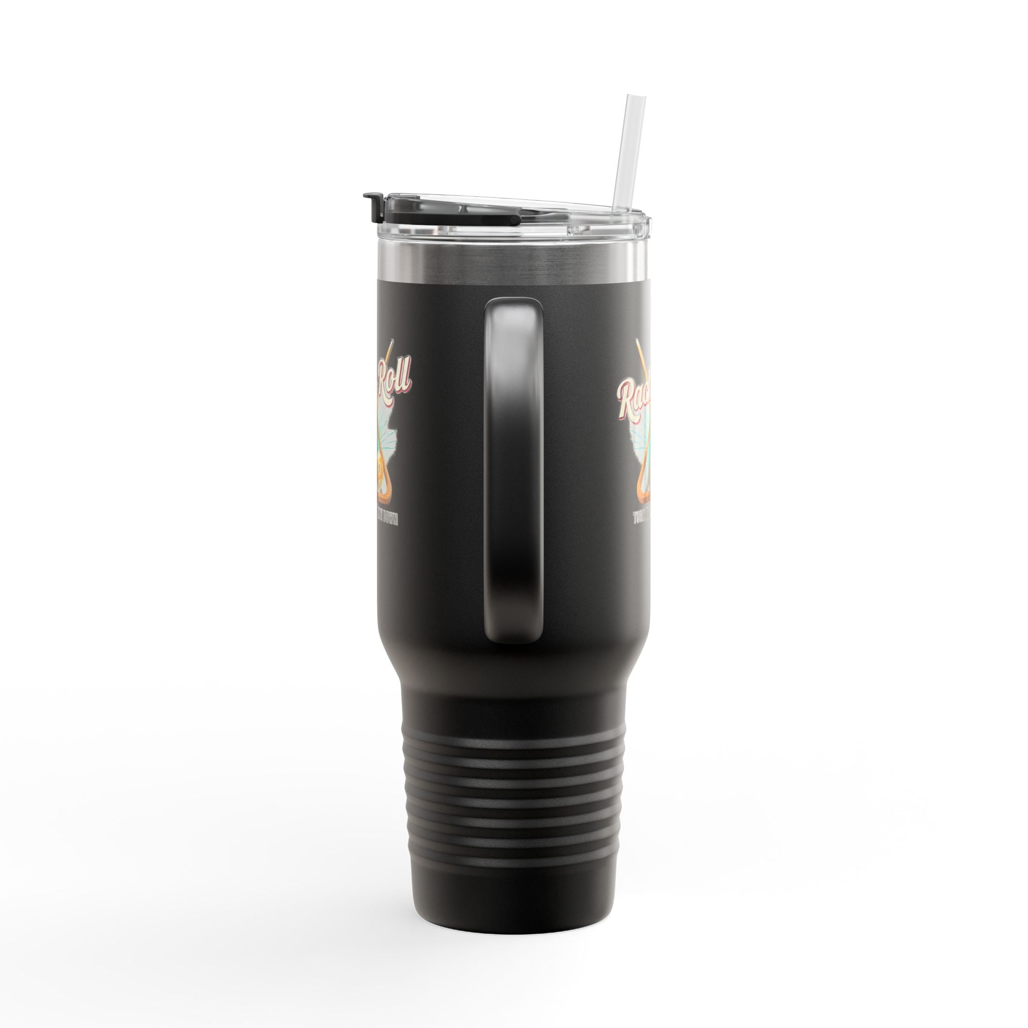 Rack & Roll v2 40oz Insulated Travel Mug – Pool Cue Billiards Design,