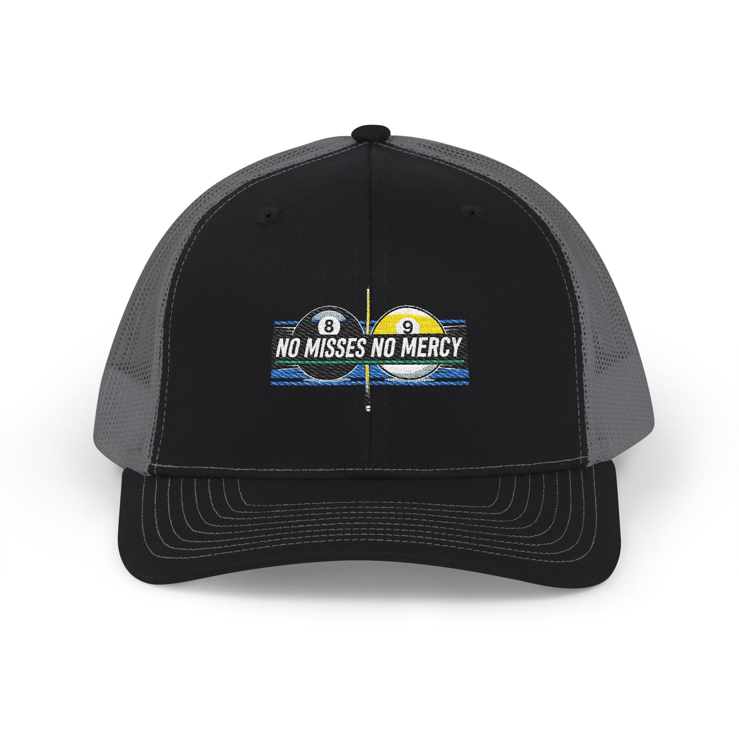 No Misses No Mercy Embroidered Billiard Trucker Hat