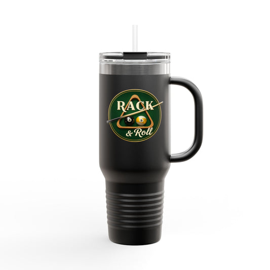 Rack & Roll Billiards Pool Cue Logo 40oz Insulated Travel Mug