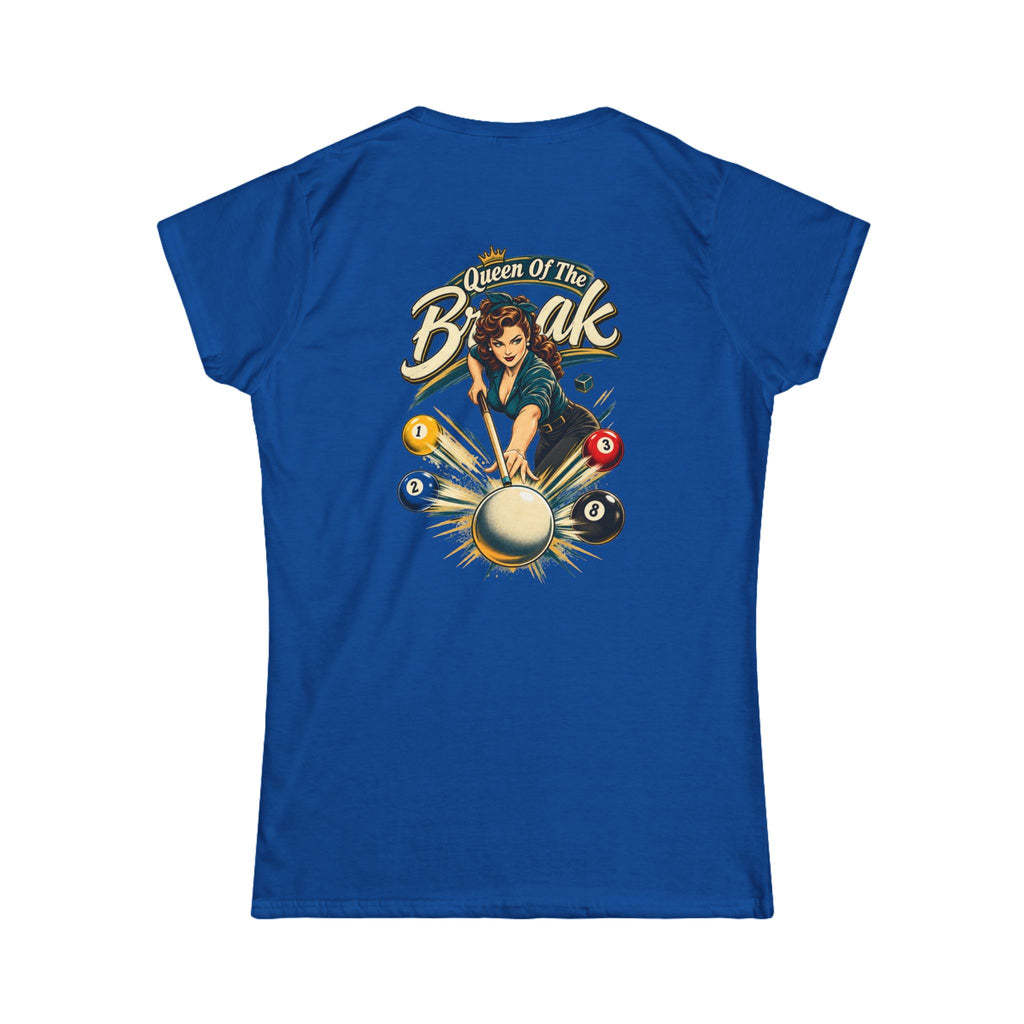 Queen of the Break Women’s Billiards T-Shirt – Front & Back Pool Tee