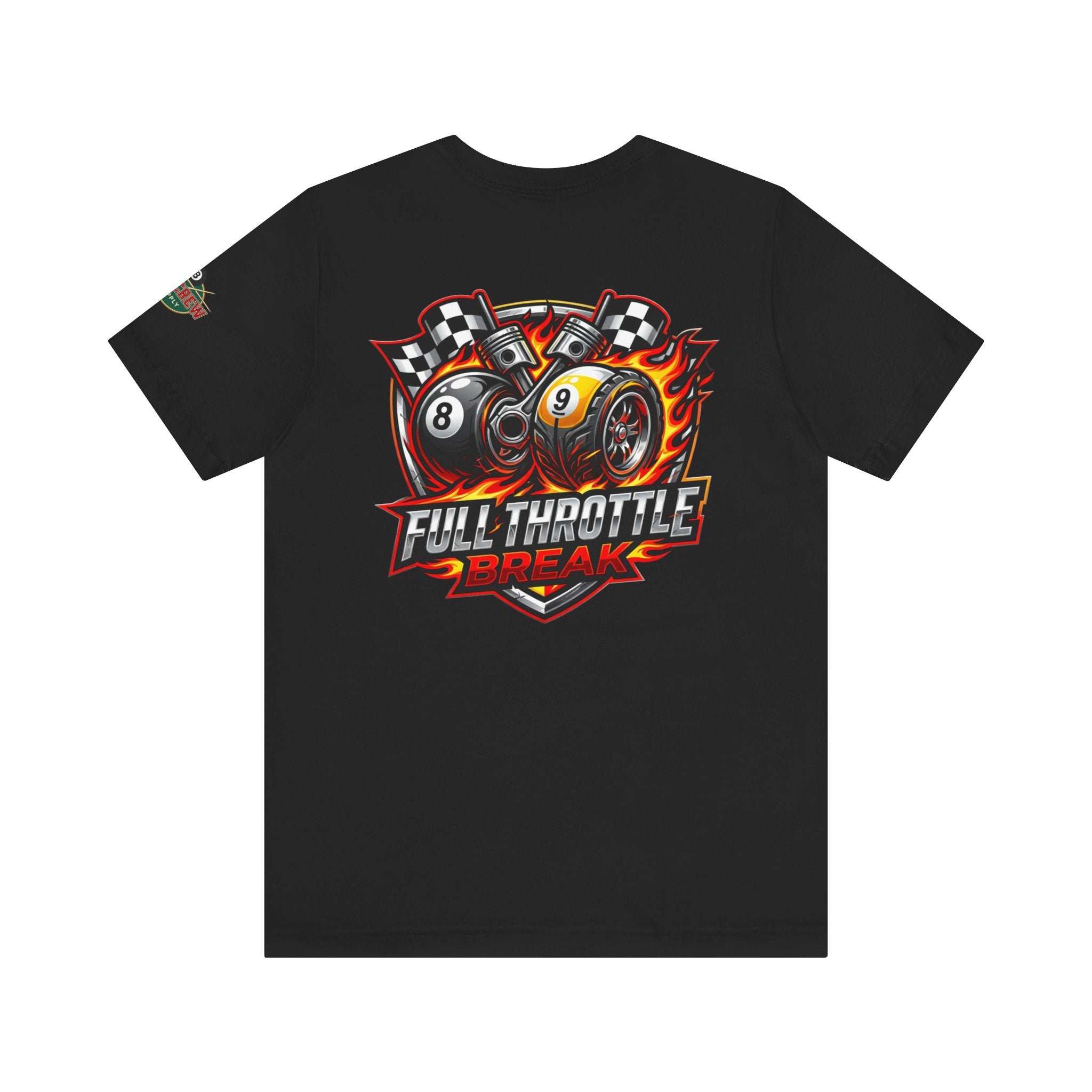 Full Throttle Break Billiards T-Shirt | Racing-Inspired Pool Player Graphic Tee | Cue Crew Supply
