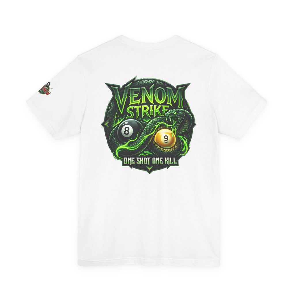 Venom Strike Pool Player T-Shirt | Snake 8 Ball & 9 Ball Billiards Graphic Tee | Front & Back Print | Cue Crew Supply