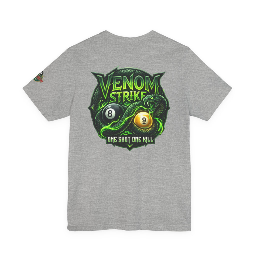 Venom Strike Pool Player T-Shirt | Snake 8 Ball & 9 Ball Billiards Graphic Tee | Front & Back Print | Cue Crew Supply