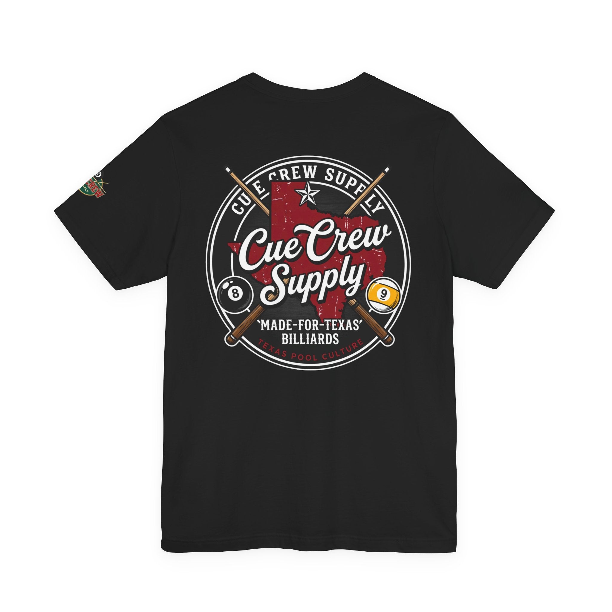 Cue Crew Supply Texas Pool Culture Billiards T-Shirt | Made for Texas Pool Players Graphic Tee