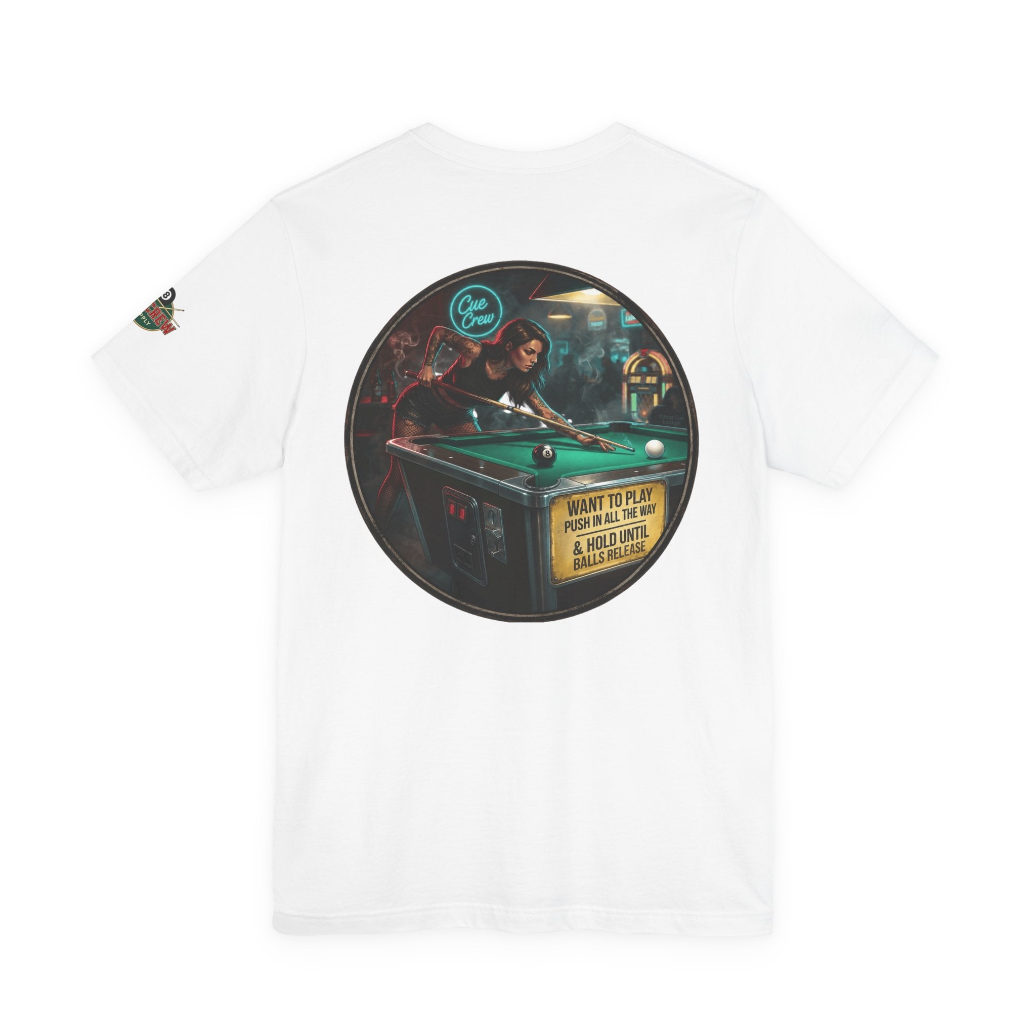 Push In All The Way Pool Player T-Shirt | Retro Arcade Billiards Graphic Tee | Cue Crew Supply