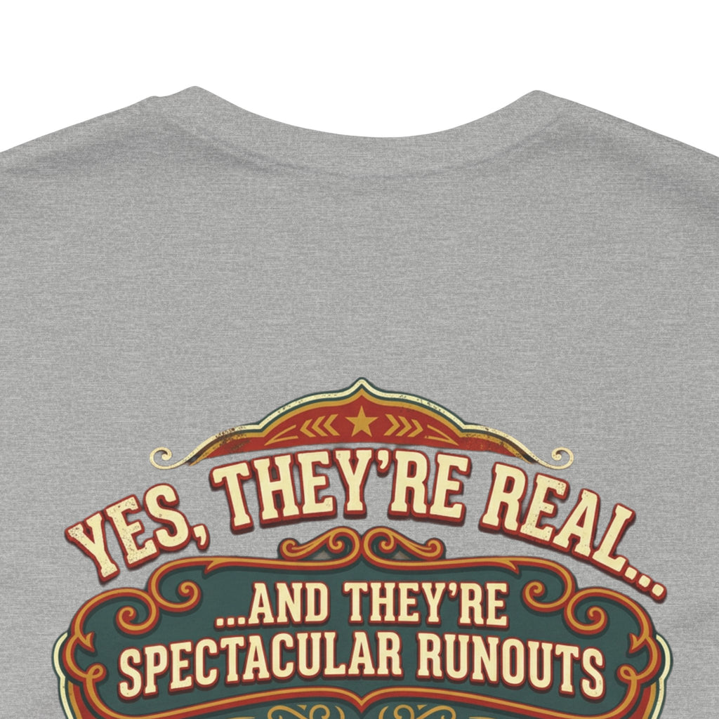 Yes, They're Real... Spectacular Runouts Pool Player T-Shirt | Funny Billiards Graphic Tee with Front & Back Print | Cue Crew Supply