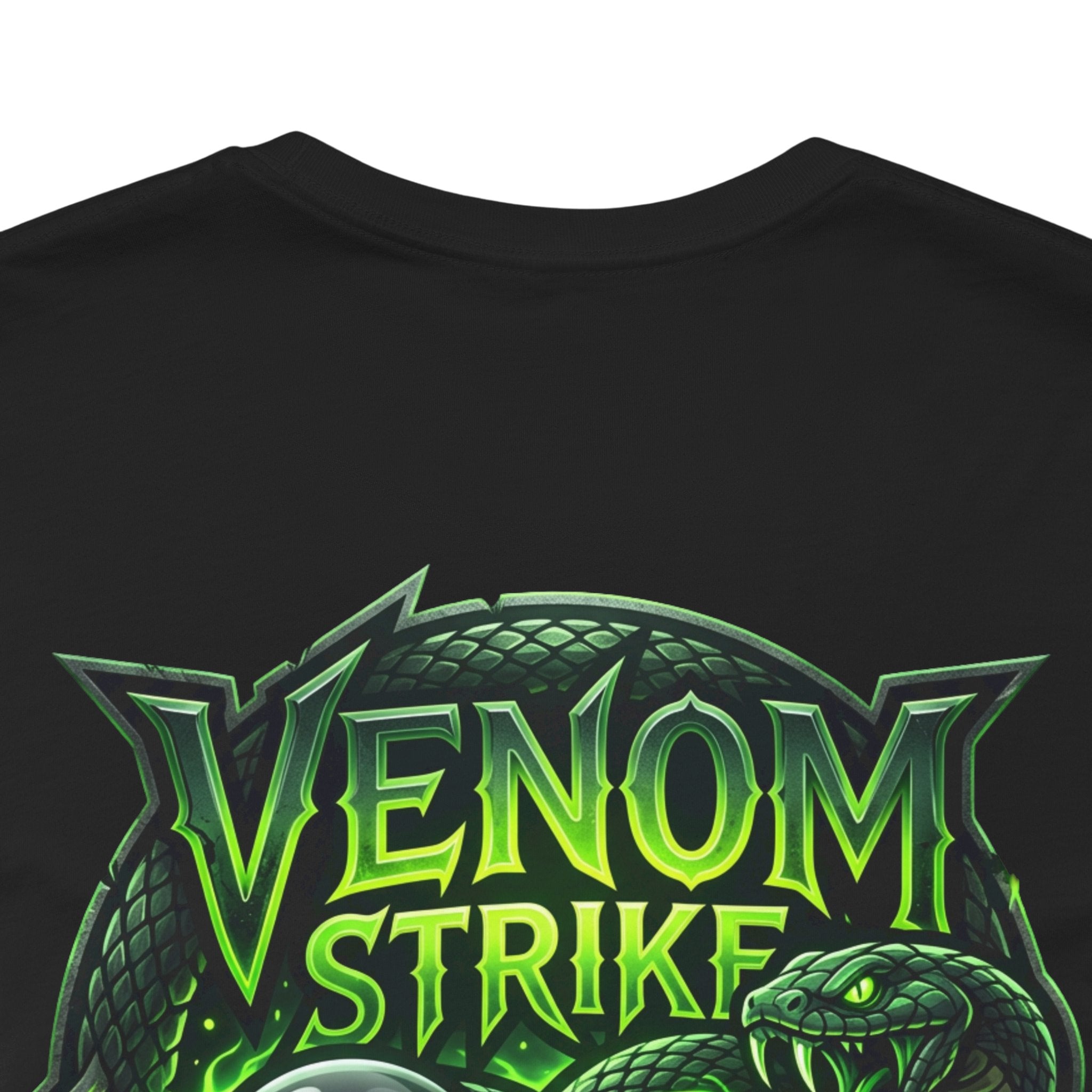 Venom Strike Pool Player T-Shirt | Snake 8 Ball & 9 Ball Billiards Graphic Tee | Front & Back Print | Cue Crew Supply