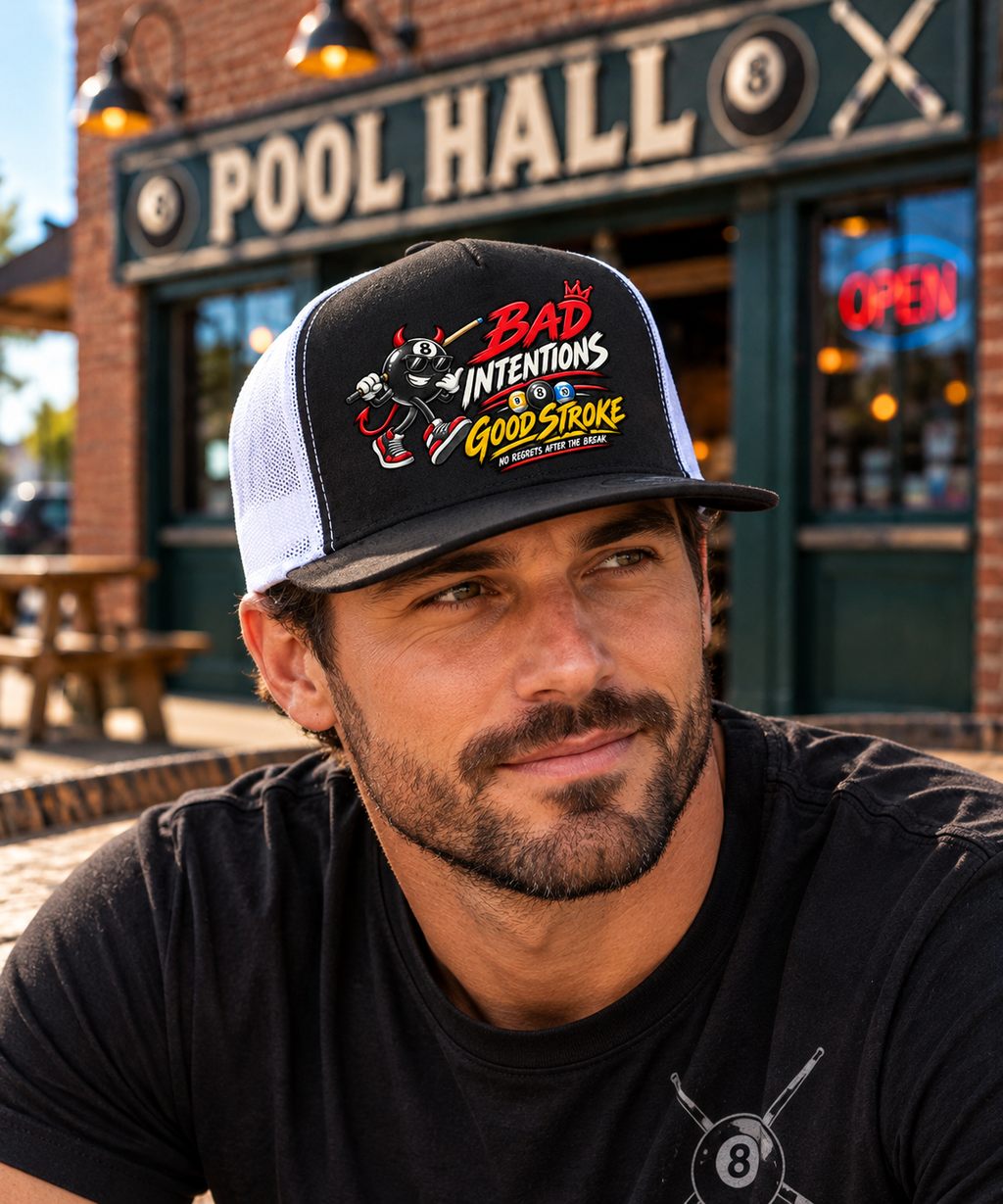 Bad Intentions Good Stroke Billiards Hat | Cue Crew Supply – Cue Crew ...