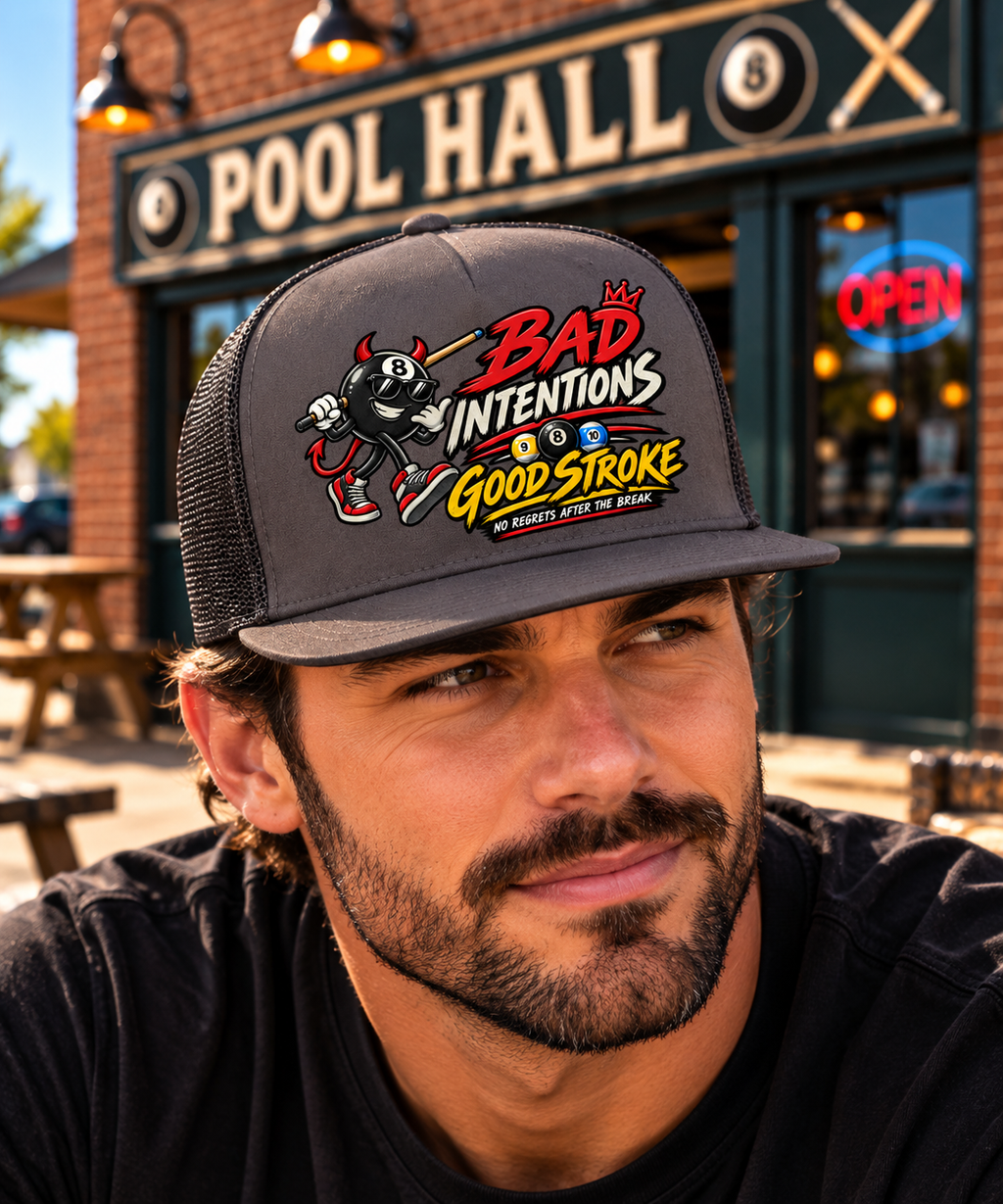 Bad Intentions Good Stroke Billiards Hat | Cue Crew Supply – Cue Crew ...