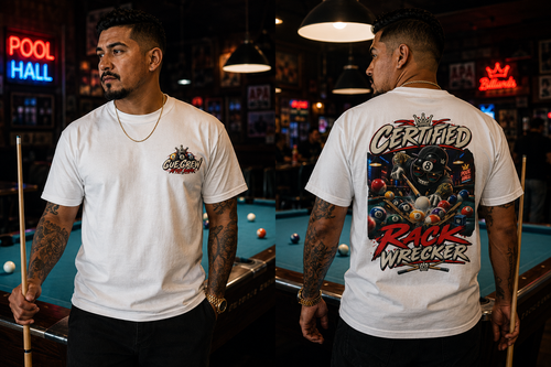 Certified Rack Wrecker – After Dark Heavyweight Billiards T-Shirt