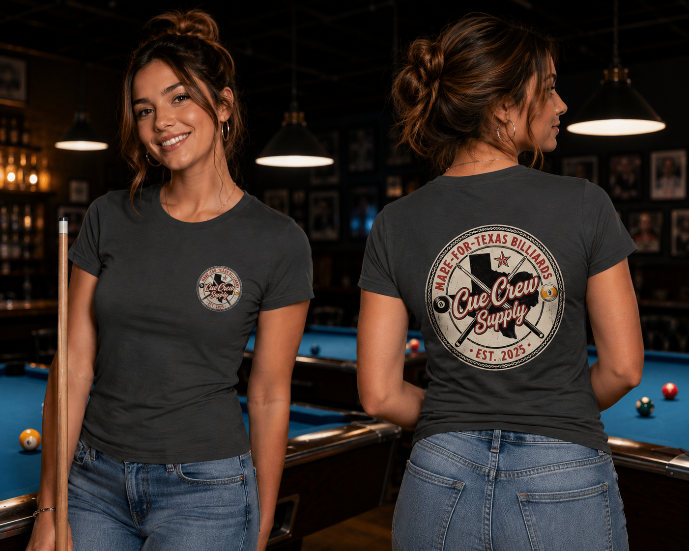 Cue Crew Supply Vintage Texas Logo Women’s Tee