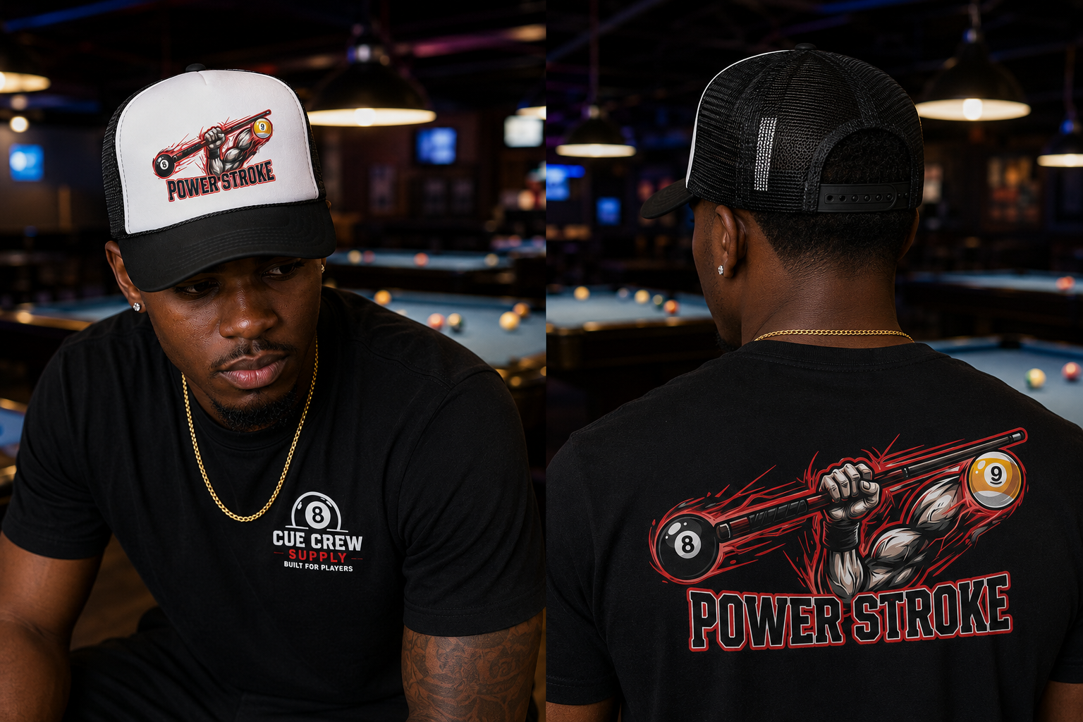 Power Stroke Billiards Trucker Hat – OTTO 39-165 Foam Snapback | 8 Ball & 9 Ball Pool Player Cap