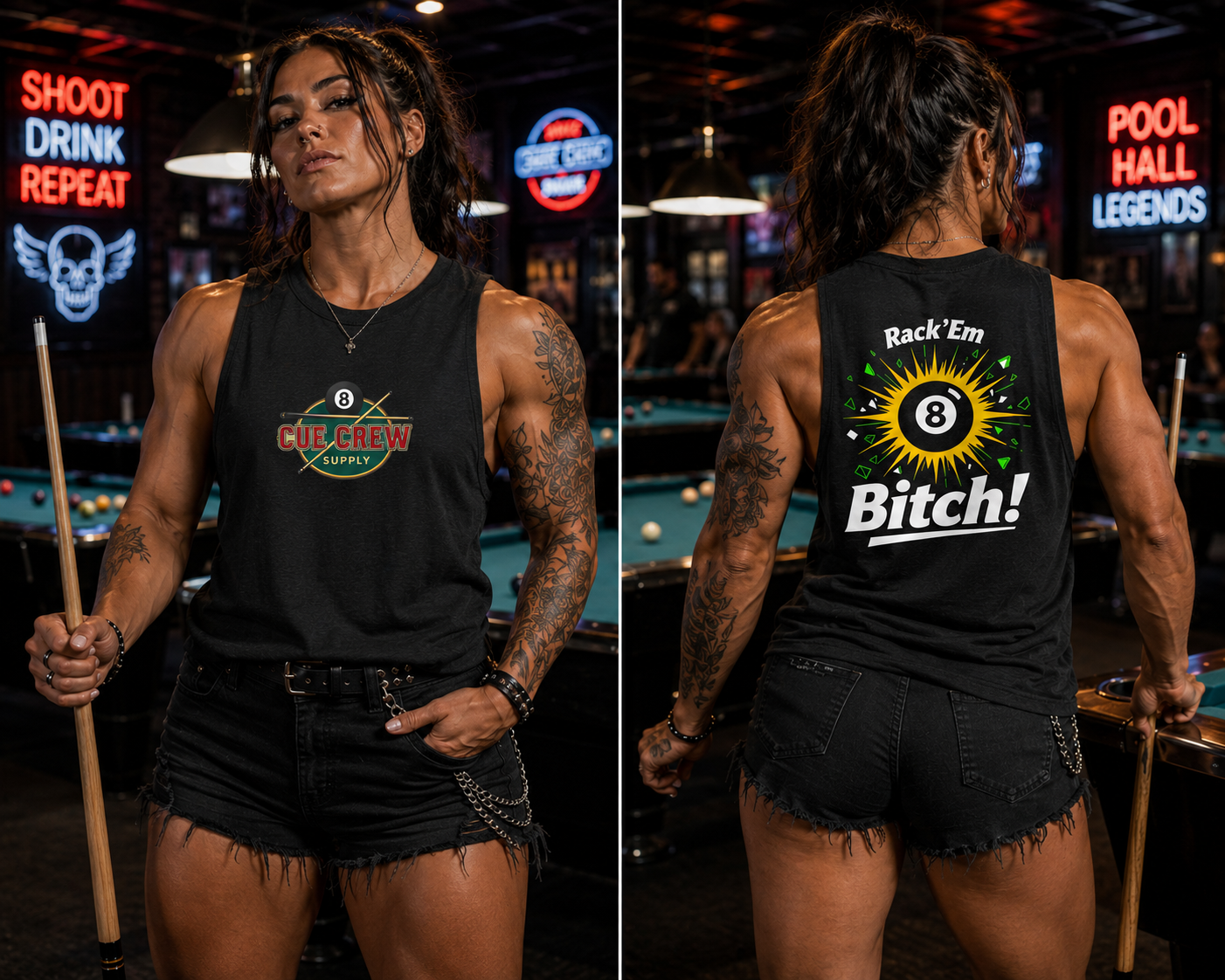 Rack ’Em, Bitch! Unisex Muscle Tank | Funny Pool Player Sleeveless Shirt | 8 Ball Billiards Gym Tank | Cue Crew Supply