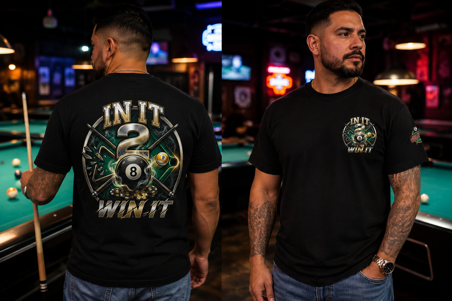 In It 2 Win It Pool Player T-Shirt | Lucky 8 Ball & 9 Ball Billiards Graphic Tee | Cue Crew Supply